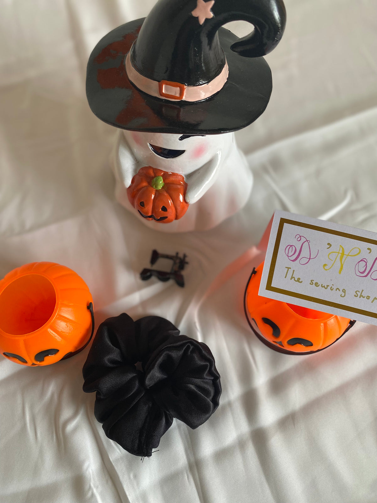 🎃 Handmade Halloween Satin Scrunchies – Set of 4