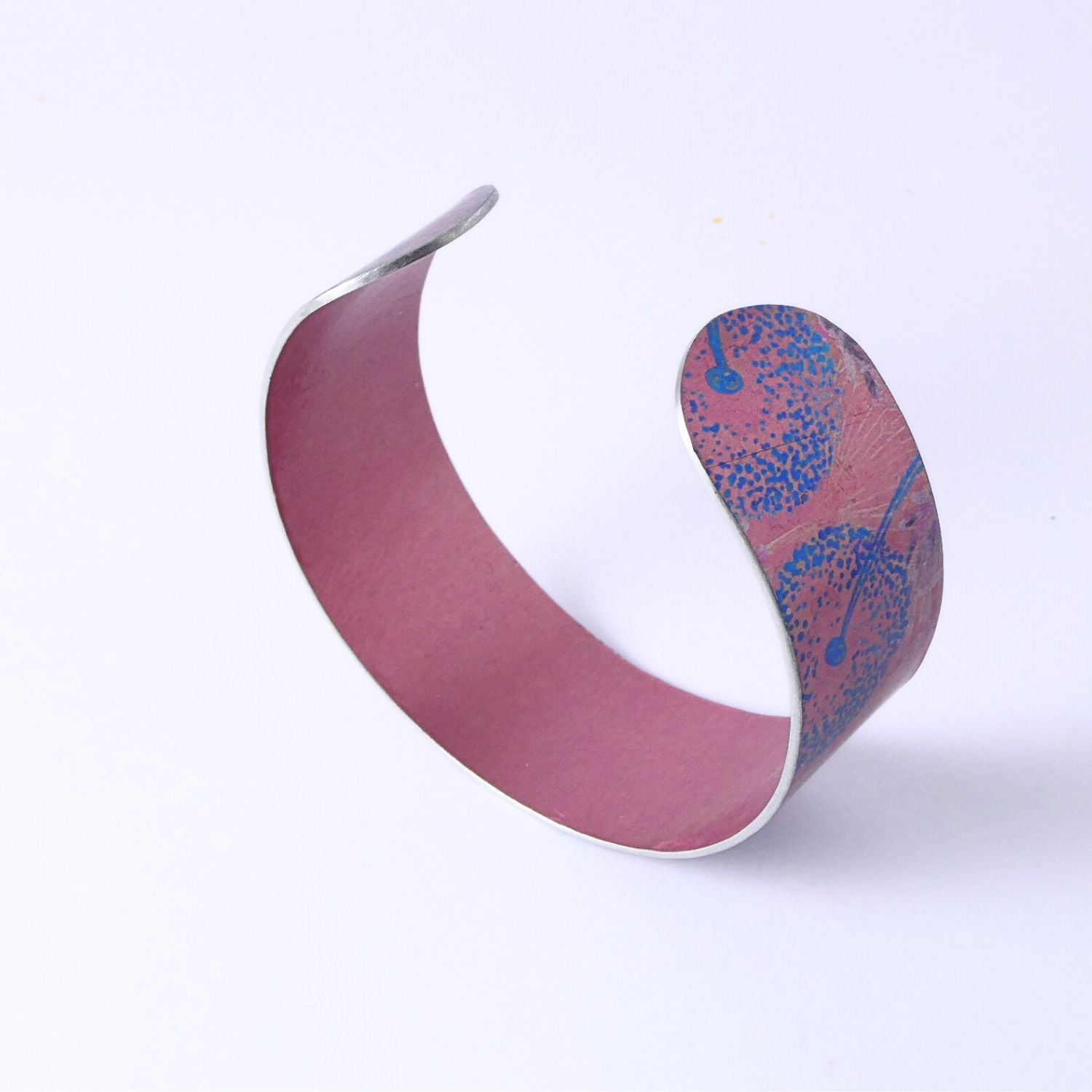 Anodized aluminium bangle hand printed Pastel Dandelions Collection