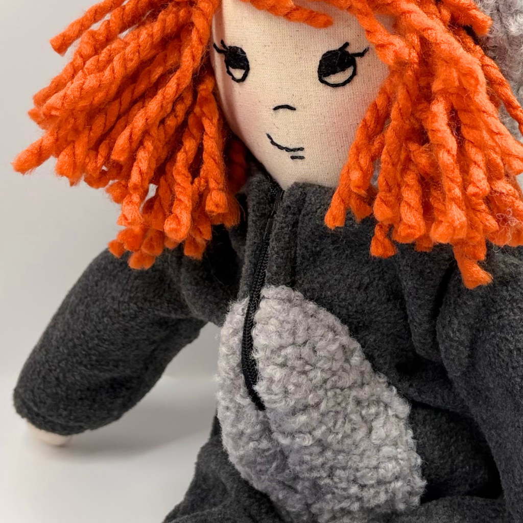 Handmade Cloth Doll (53cm) | Wolf Onesie | Jo