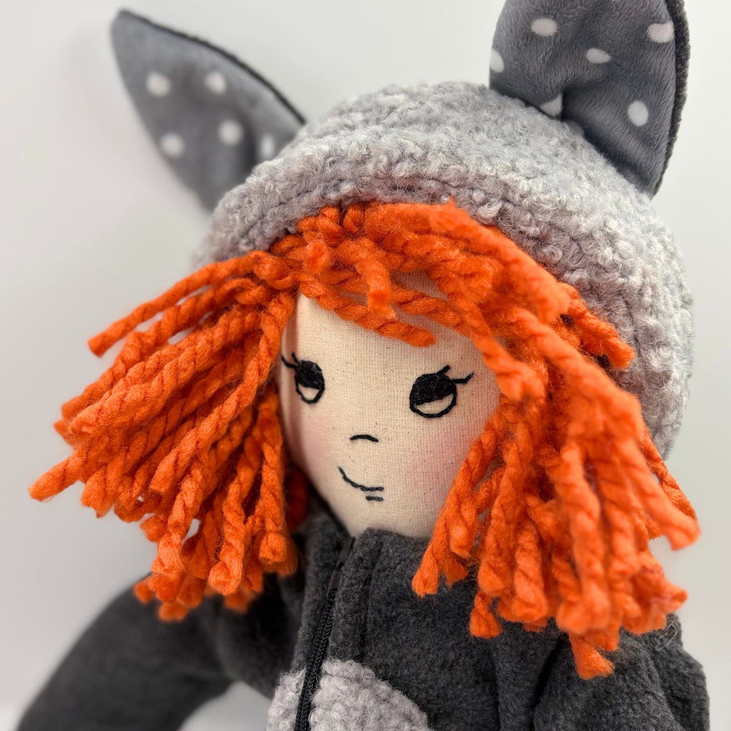 Handmade Cloth Doll (53cm) | Wolf Onesie | Jo