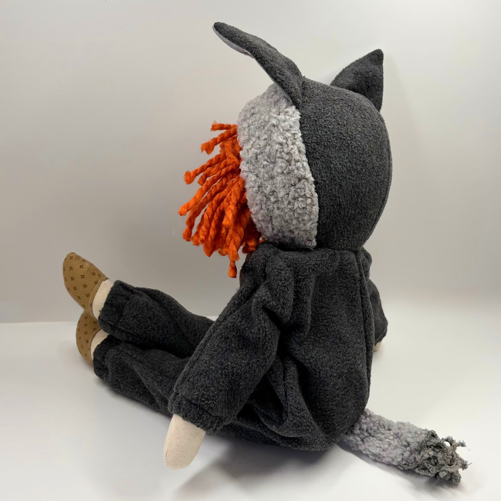 Handmade Cloth Doll (53cm) | Wolf Onesie | Jo