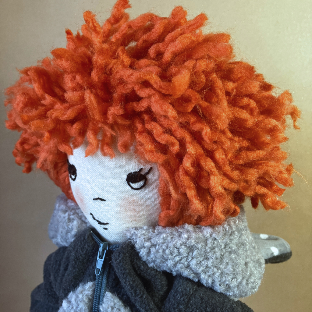 Handmade Cloth Doll (53cm) | Wolf Onesie | Jo