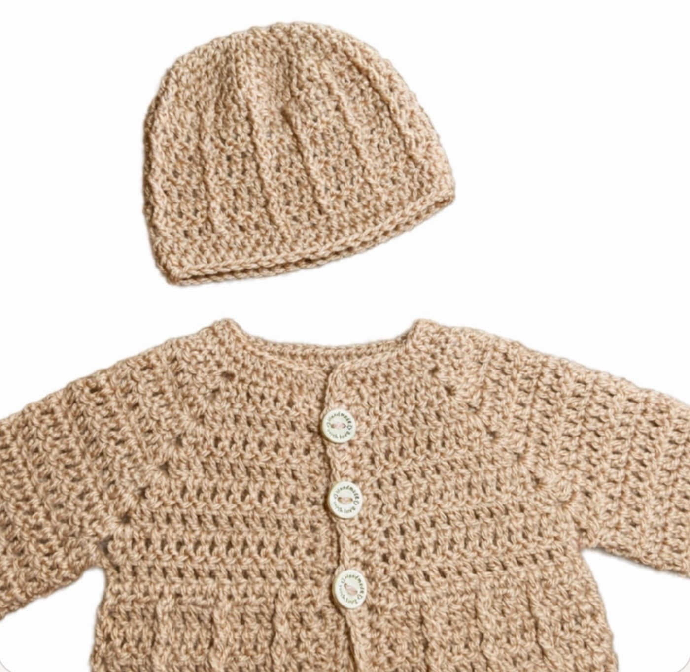WATTLE Newborn Crocheted Cardigan and Beanie Gift Set
