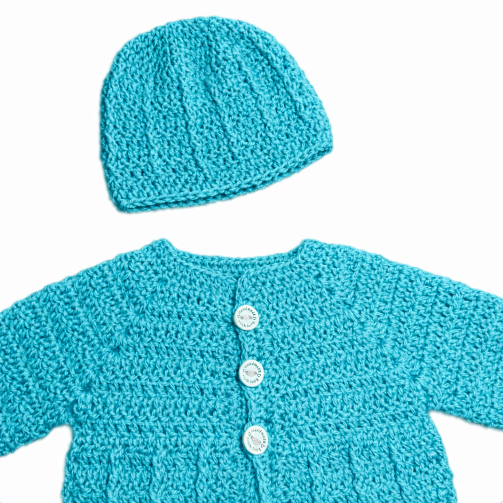 WATTLE Newborn Crocheted Cardigan and Beanie Gift Set