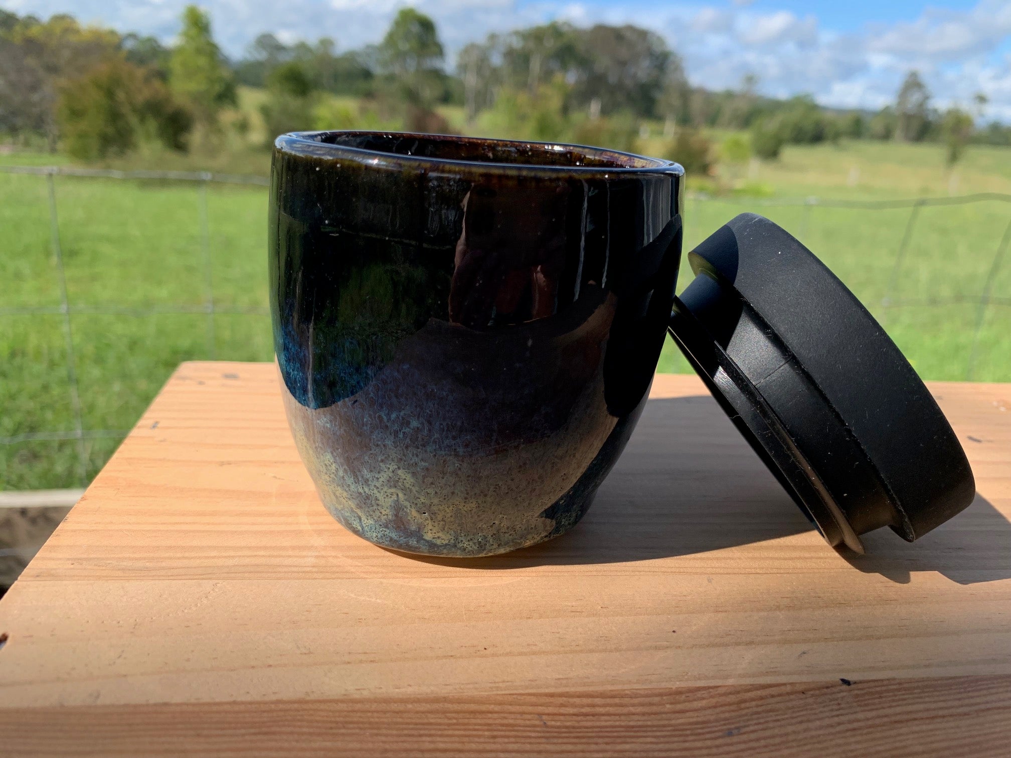 Handmade Ceramic Travel Mug - Midnight Blue