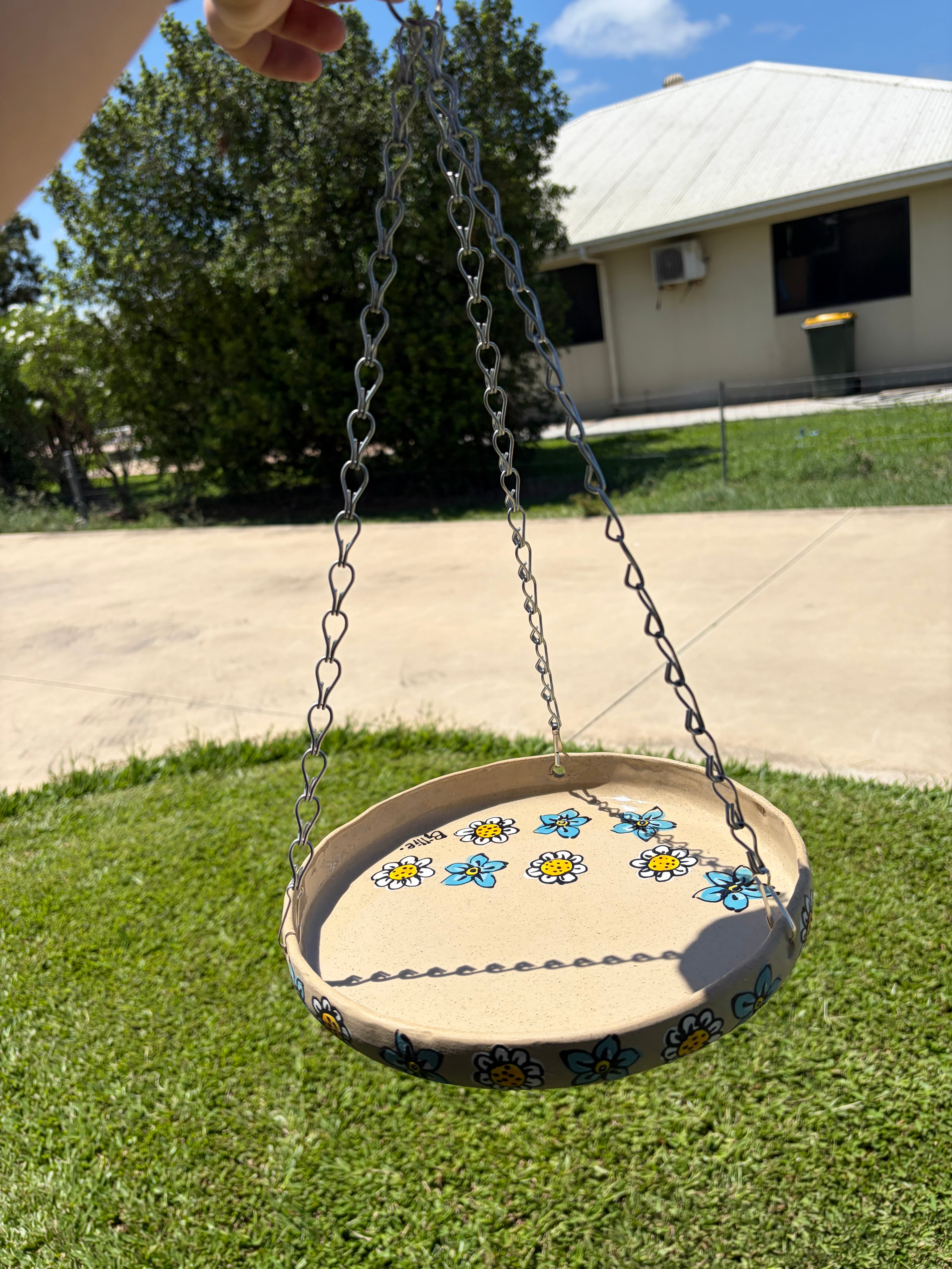Hand Painted Ceramic Bird Feeder