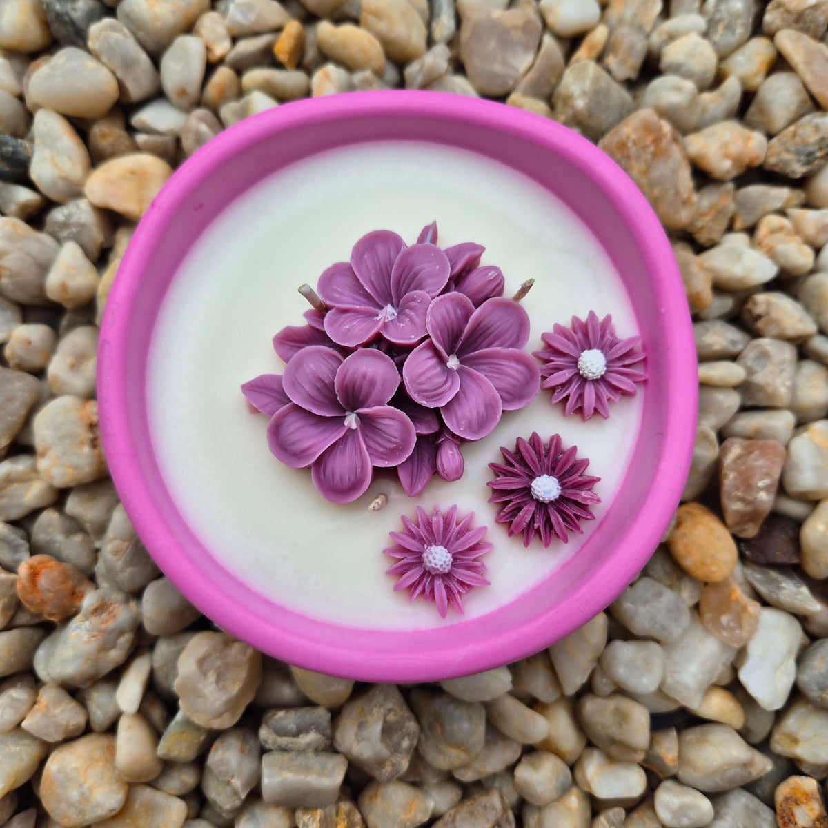 Concrete organic shaped bowl candle with black raspberry lime fragrance