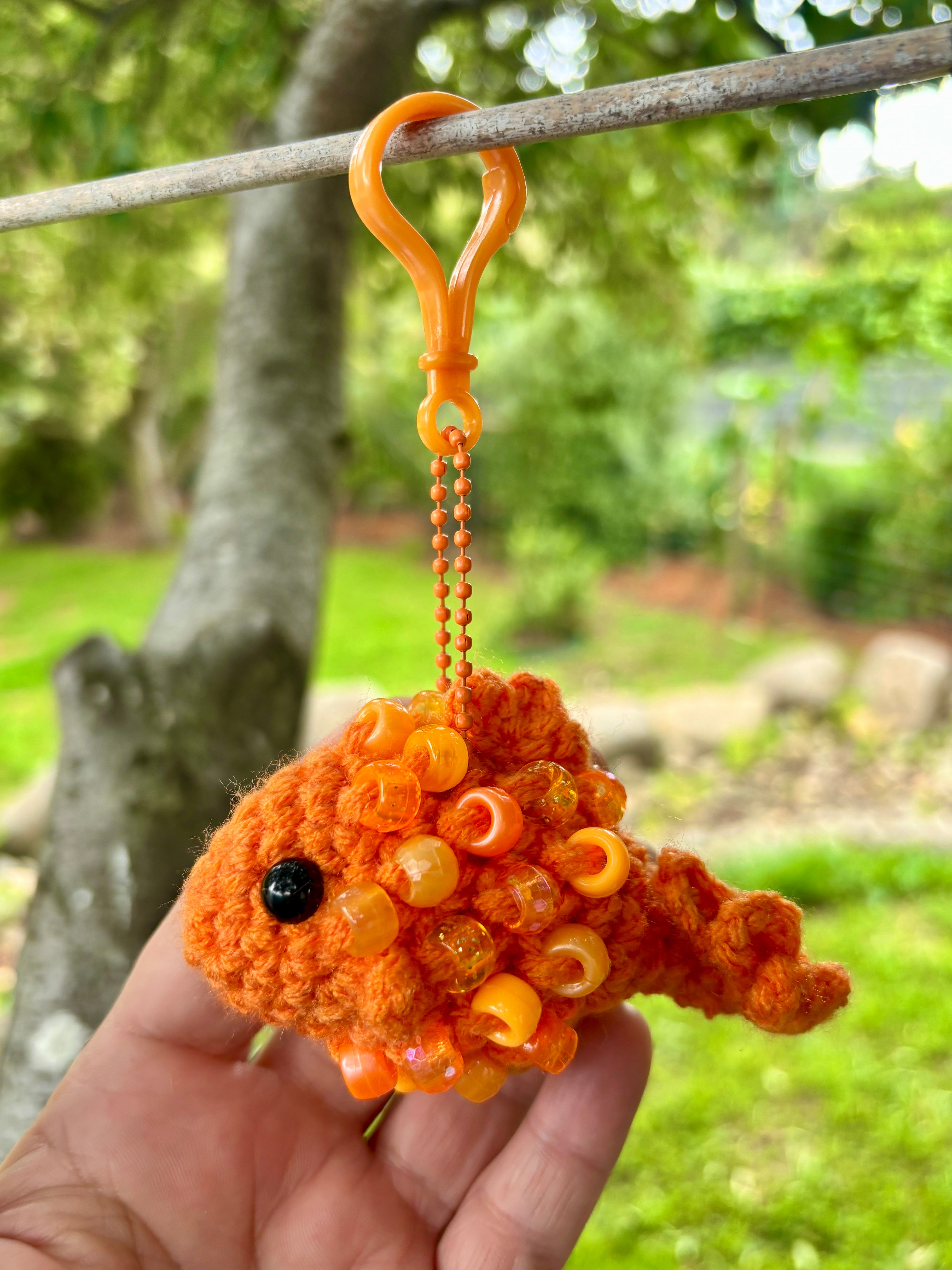 Fish Crochet Beaded Fidget Key Chain Toy Bag Tag