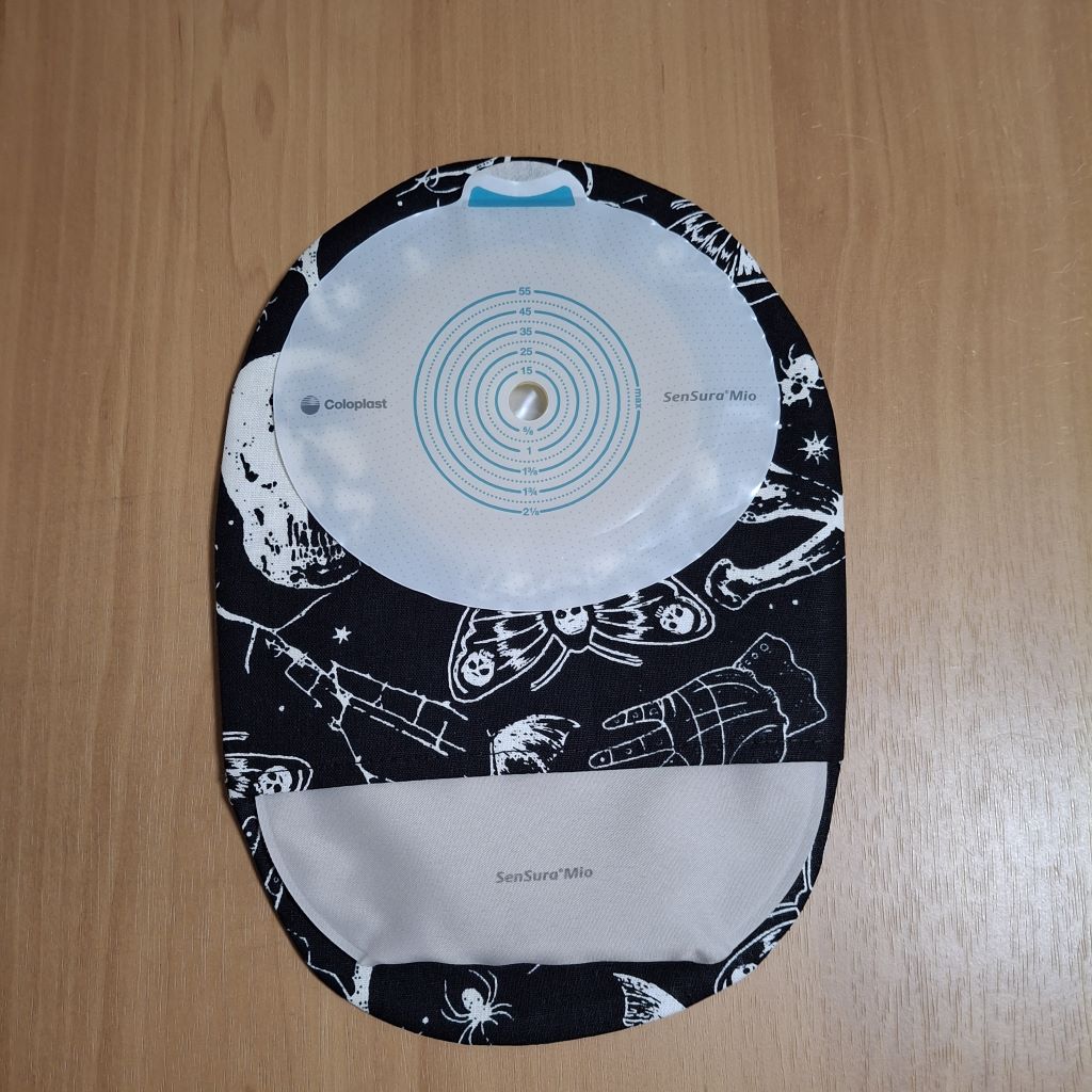 STOMA BAG COVER REGULAR BLACK ILEOSTOMY, COLOSTOMY, UROSTOMY