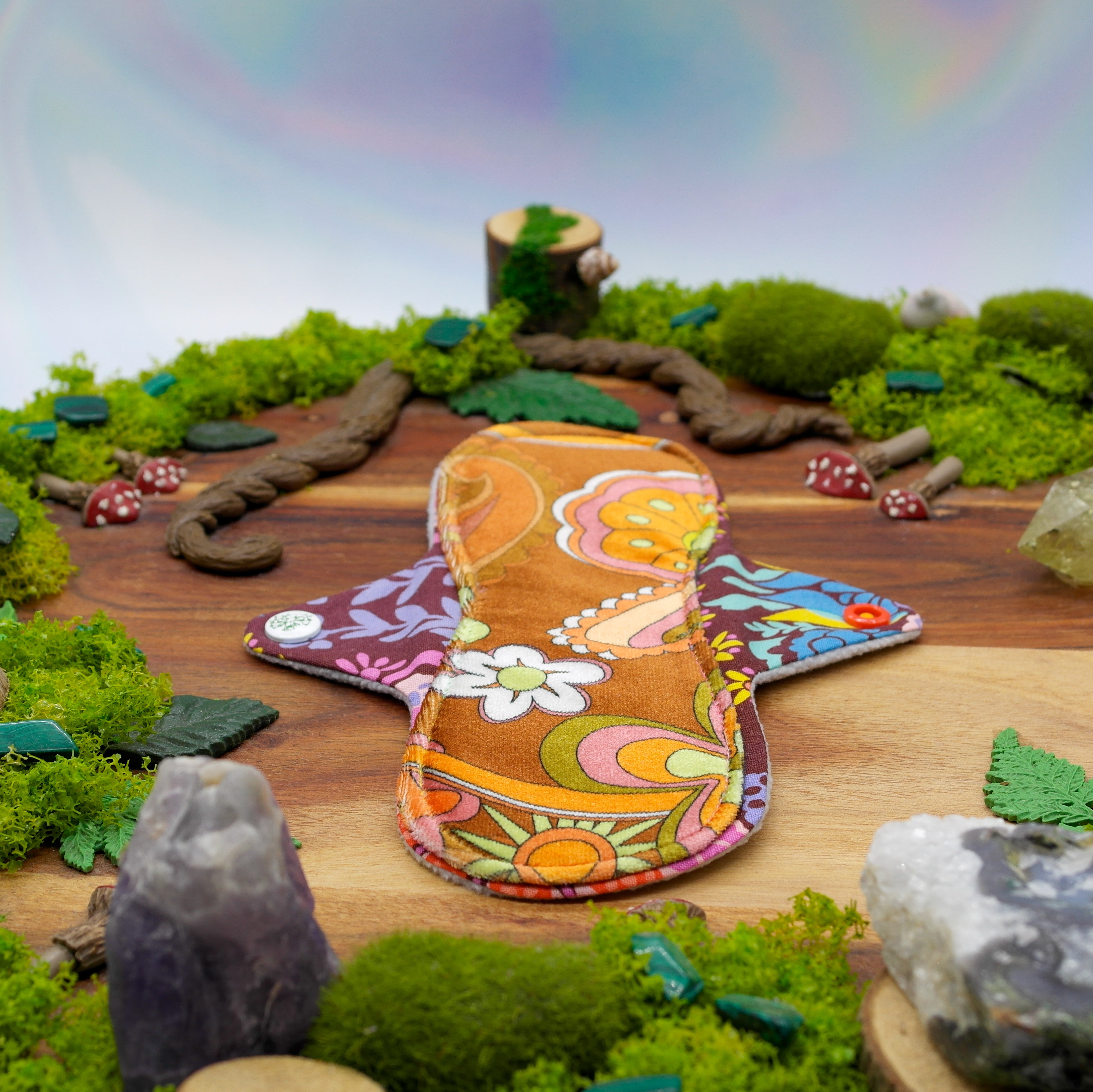 OOAK reusable cloth pad 8" Heavy (mishmash) - Honey boho