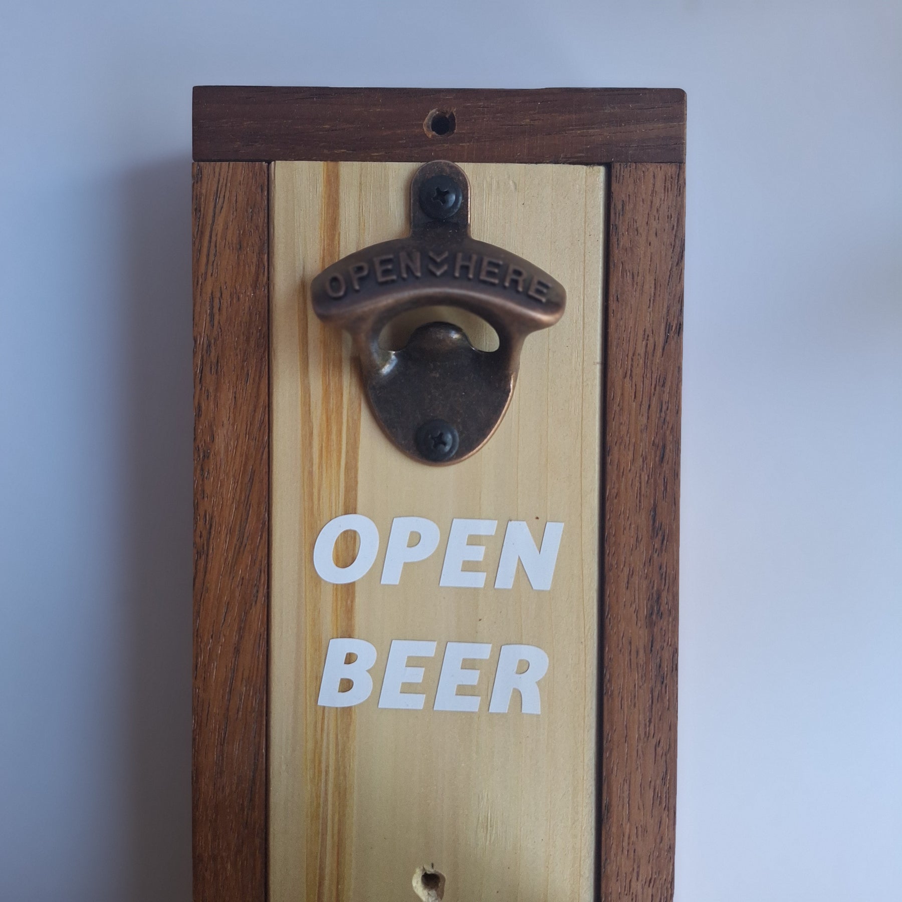 Timber Wall Mounted Beer Bottle Opener with Catcher