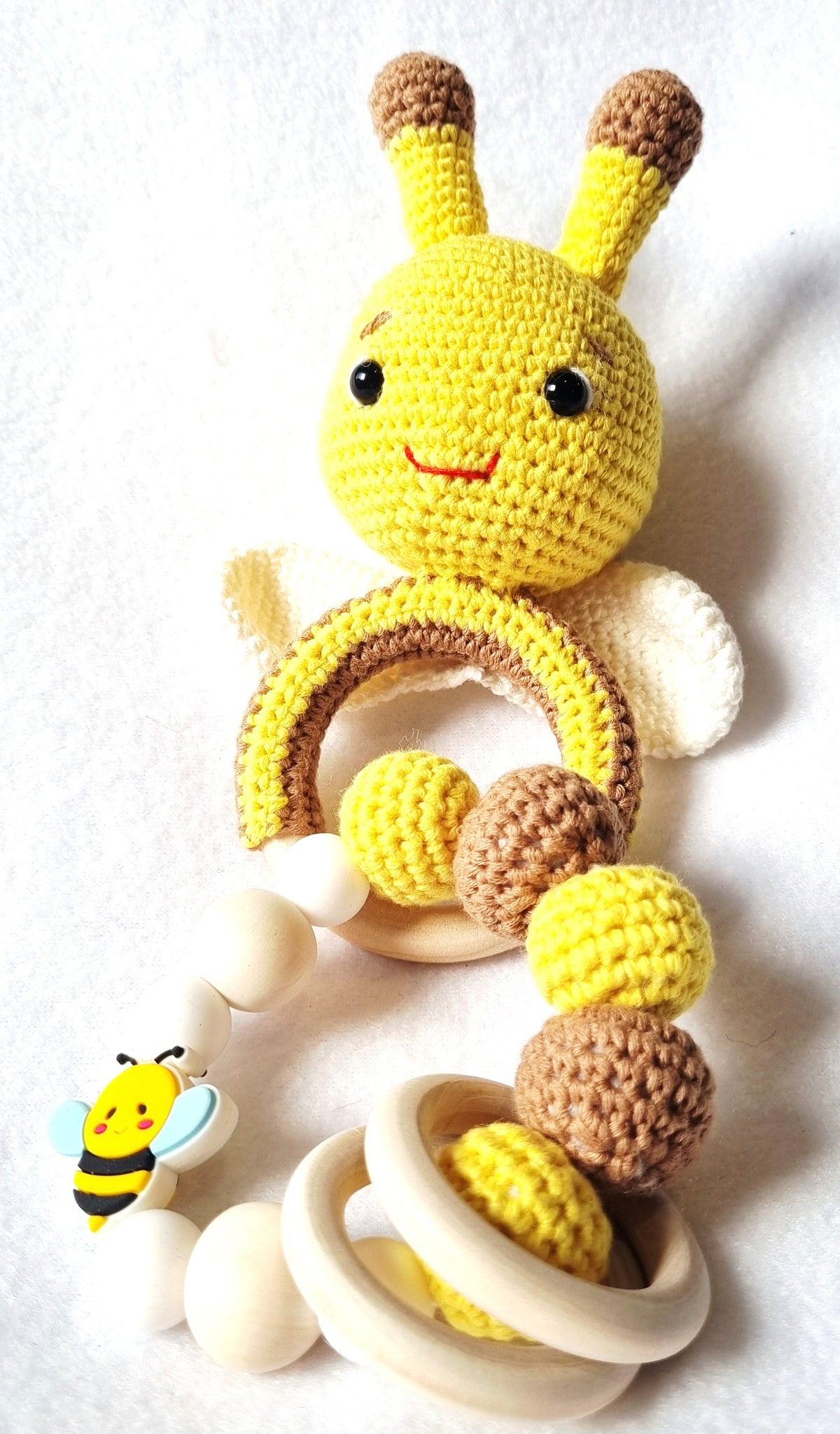 Handmade – Rattle & Sensory Bracelet toy – 6 designs – 100% Organic Cotton - BB06