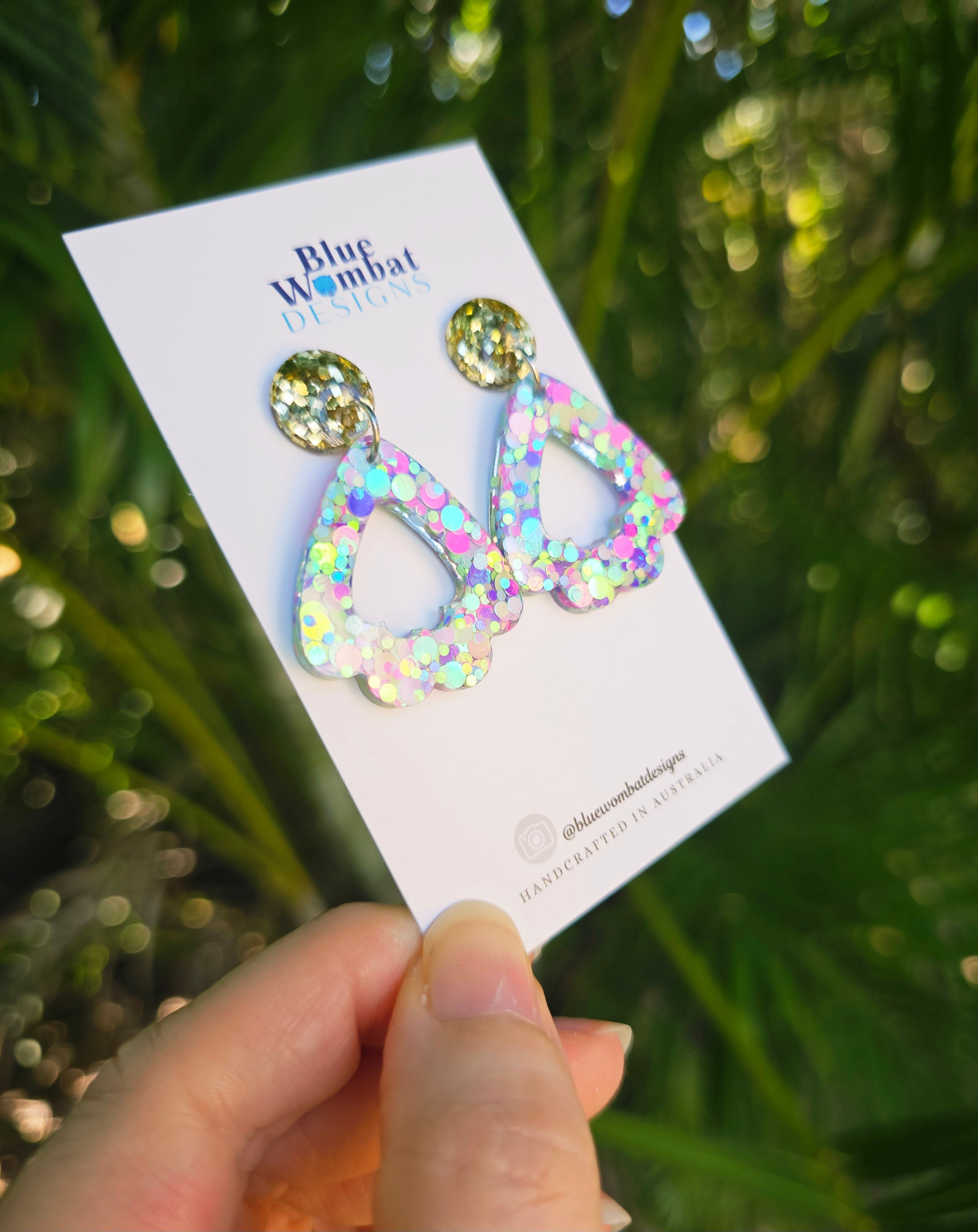 Colourful Glitter Resin Dangle Earrings
