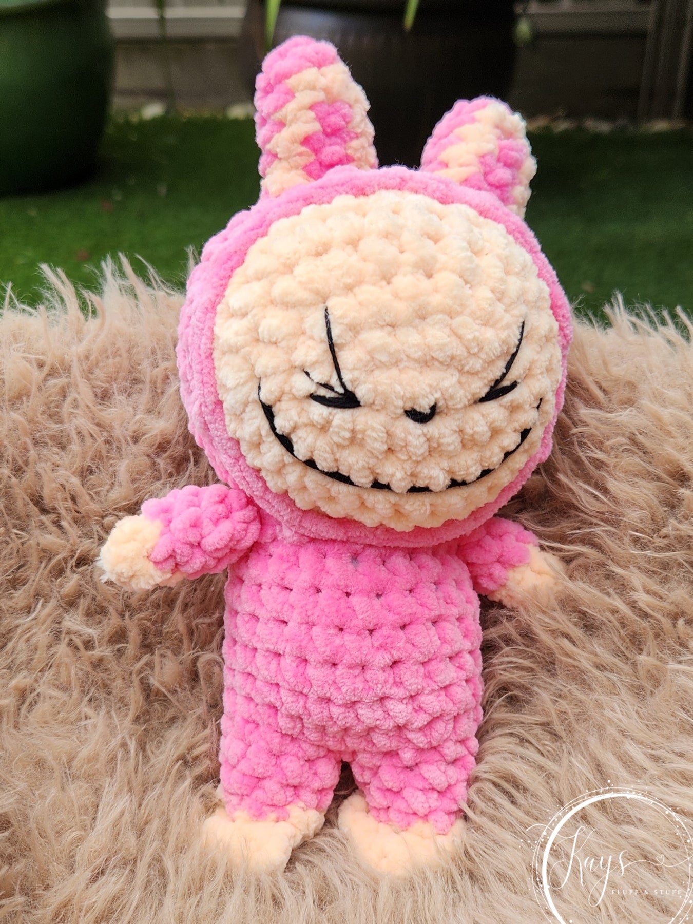 Hand crocheted Smiling Bunny Doll