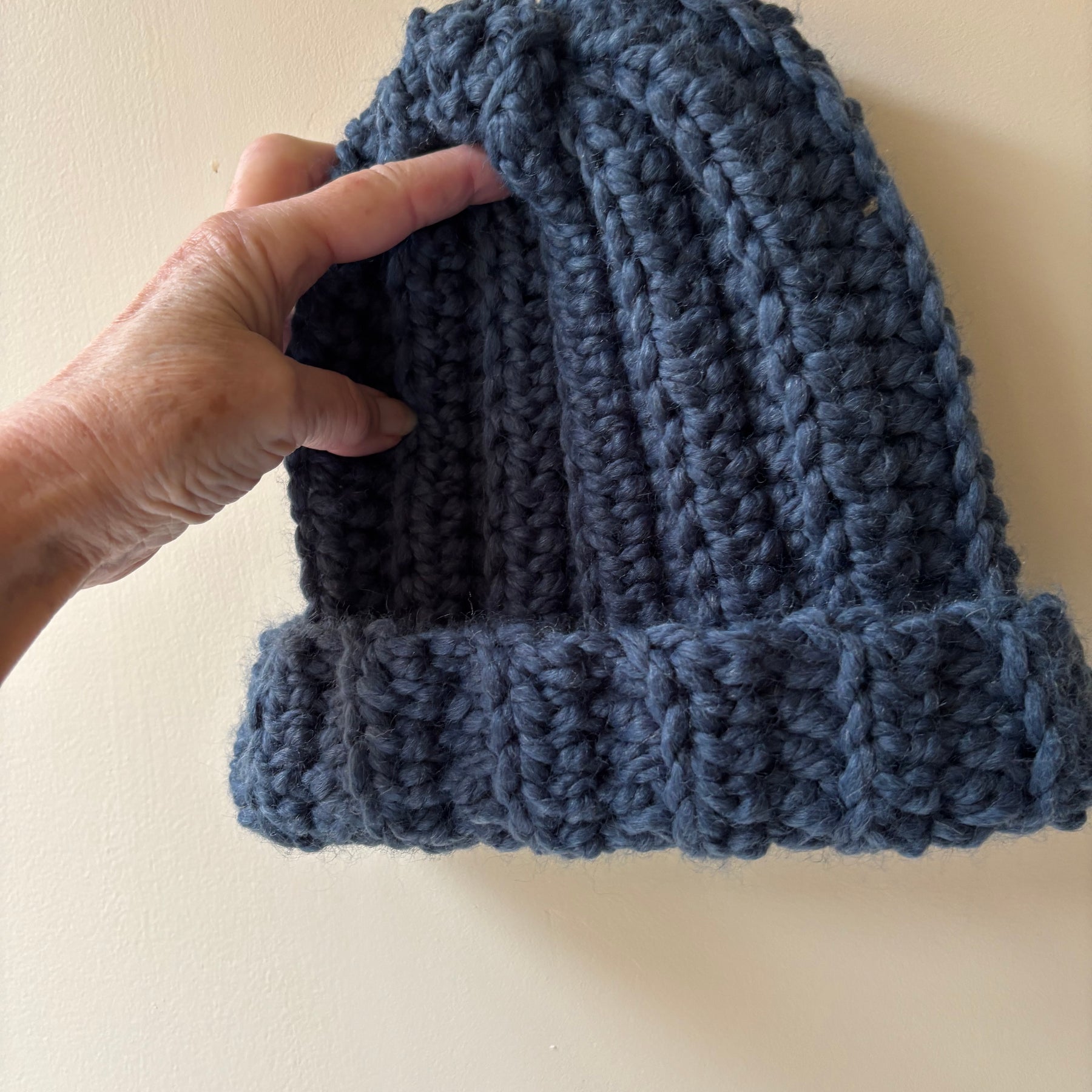 Hand Crocheted Beanie | Super Chunky | Light Navy Blue | Unisex