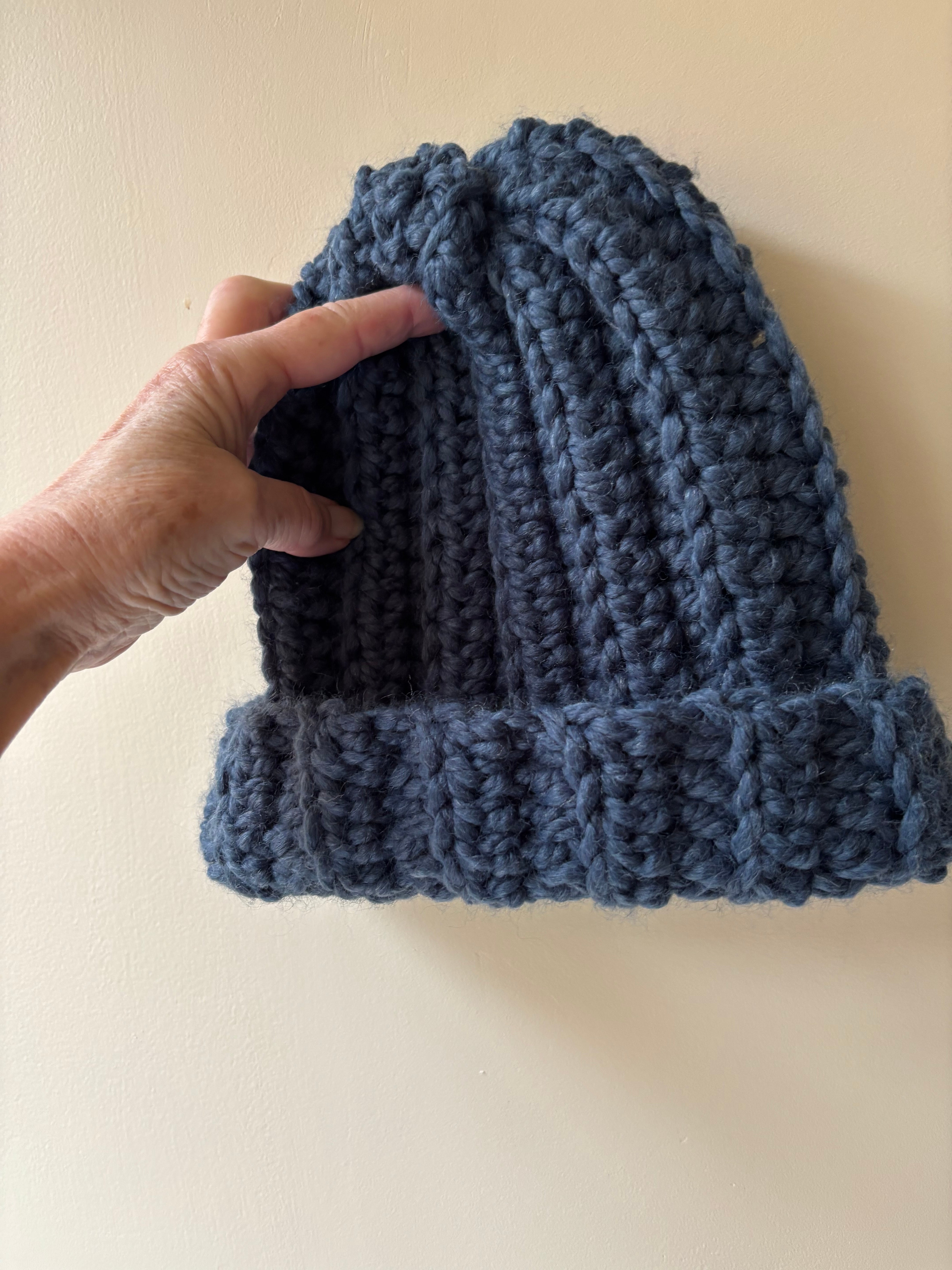 Hand Crocheted Beanie | Super Chunky | Light Navy Blue | Unisex