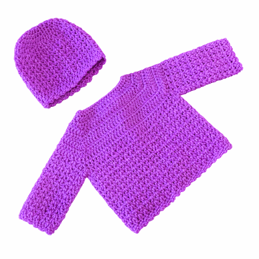 MEADOWS Crocheted Cardigan and Beanie Gift Set