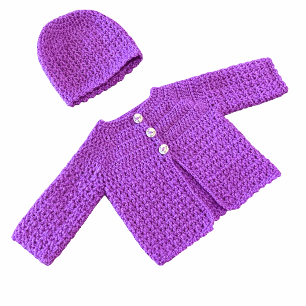 MEADOWS Crocheted Cardigan and Beanie Gift Set