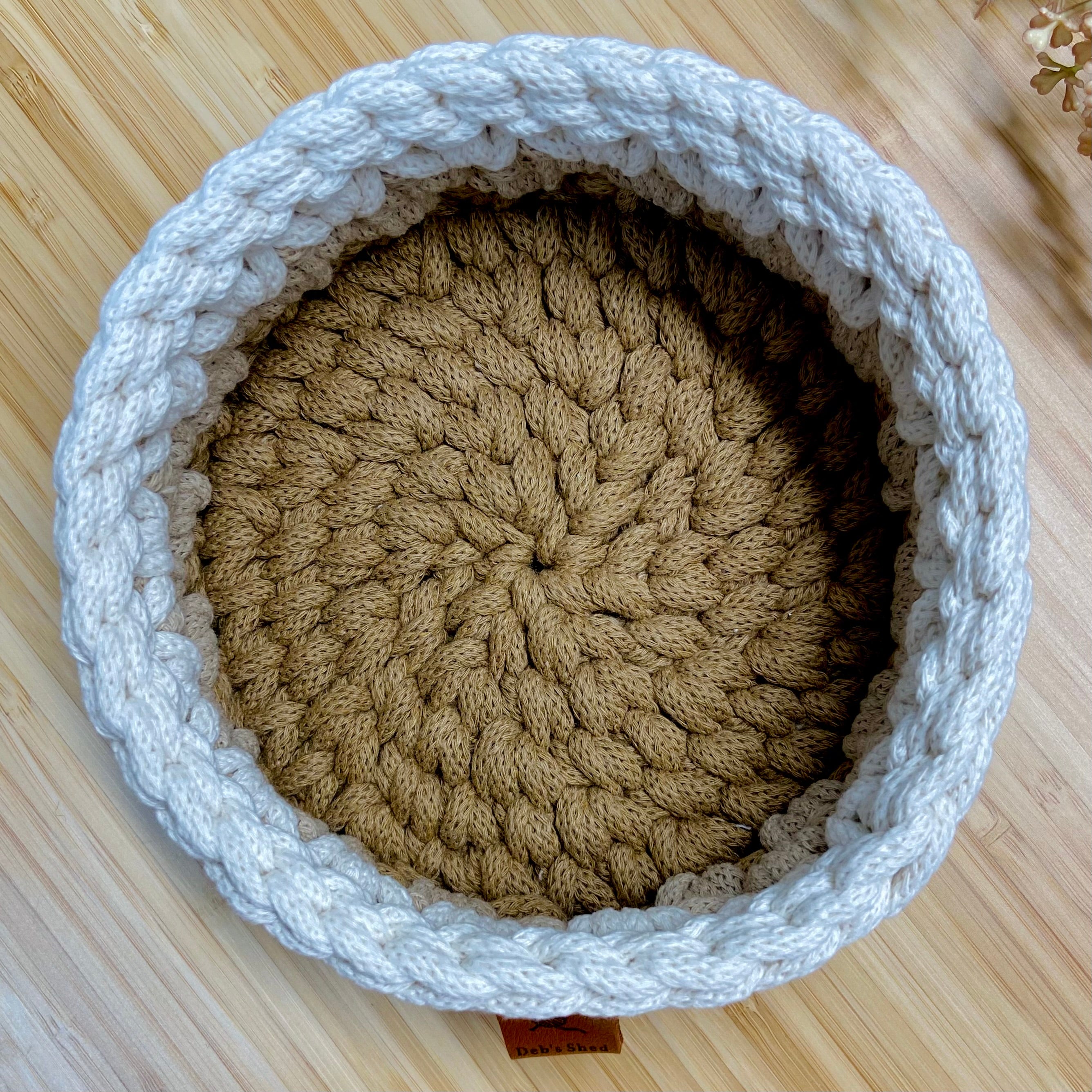 Round Crochet Cord Basket – Coastal Tones