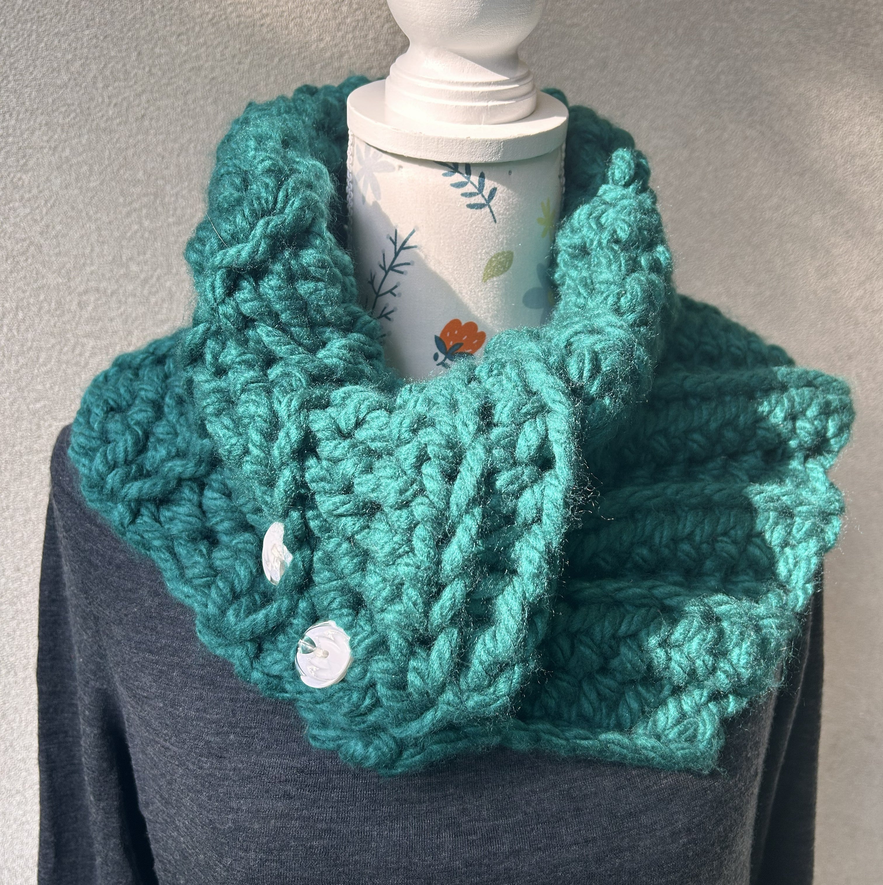 Buttoned Neck Warmer - Teal