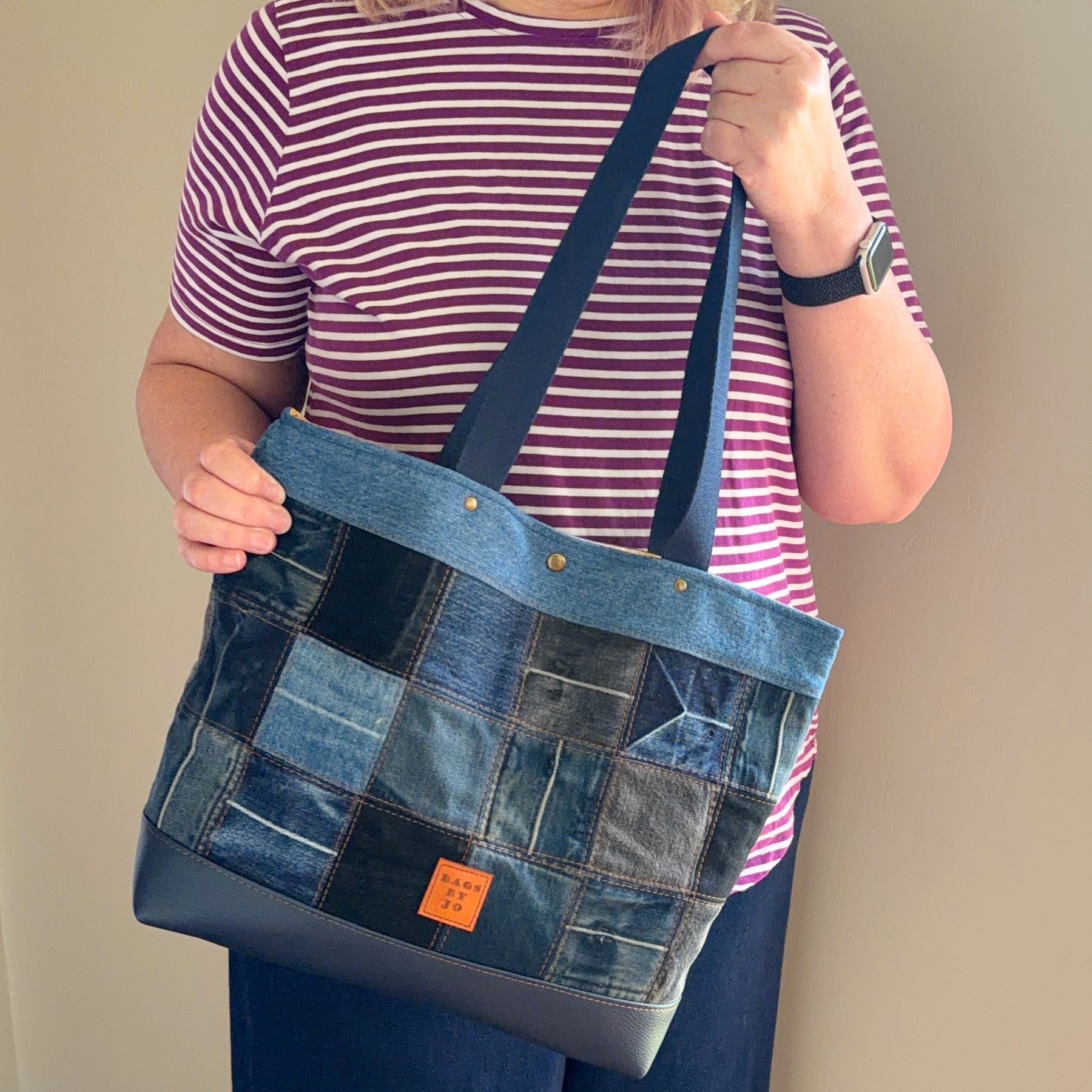 Large Patchwork Tote Bag | Upcycled Denim | Handmade