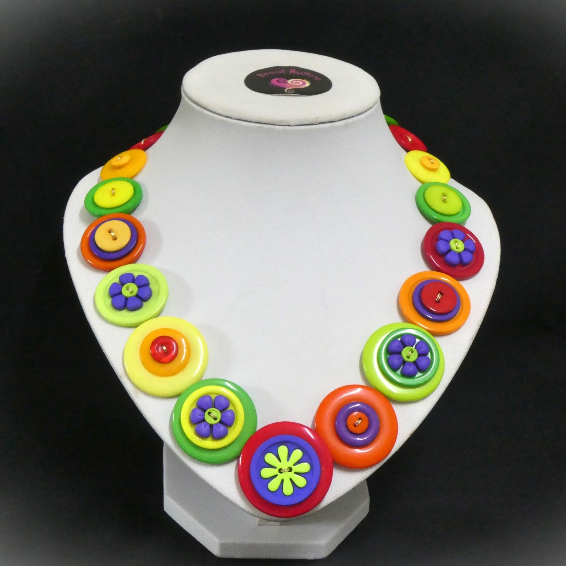 Button necklace - Summer Flowers