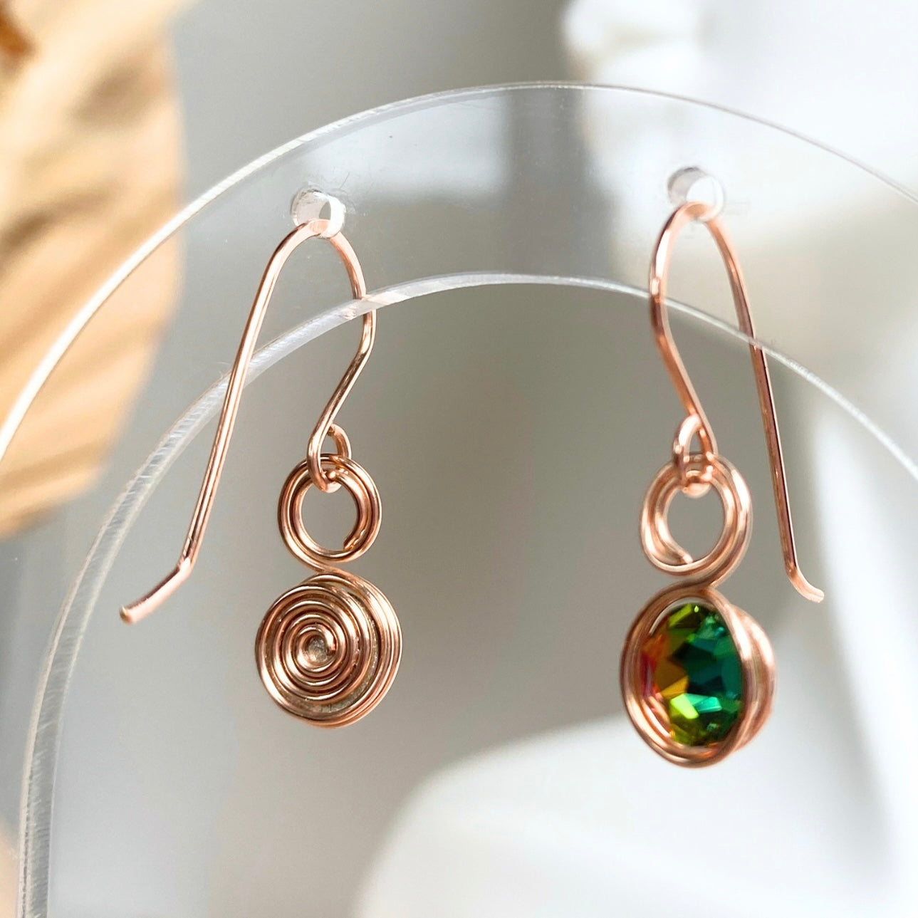 NEW Colour-changing crystal dangle earrings | 14k rose gold-filled | Alexandrite Multicolour | June birthstone gift