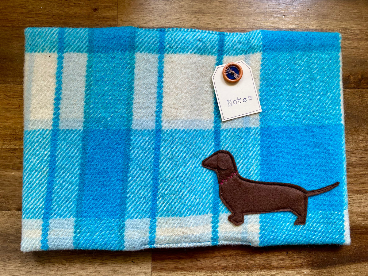 A5 Upcycled Notebook Dachshund - Blue