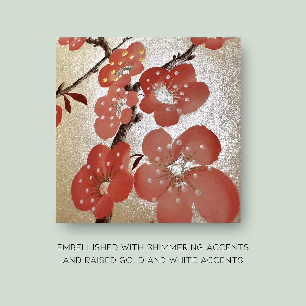 Original Plum Blossom Painting | Chinoiserie Floral Art on Champagne Gold Xuan Paper | Gouache Artwork | Lunar New Year | Gift