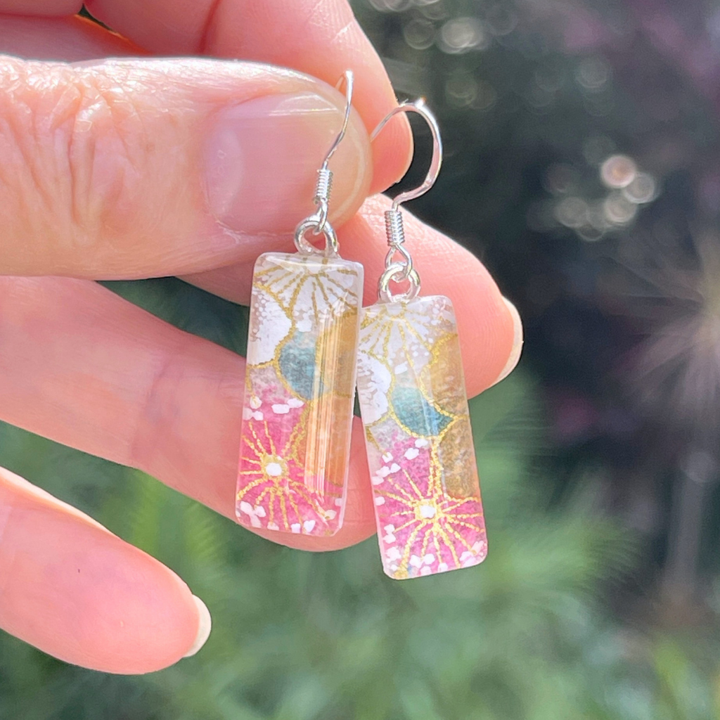 Pink Floral Earrings • Glow in these Handmade Earrings • One of A Kind