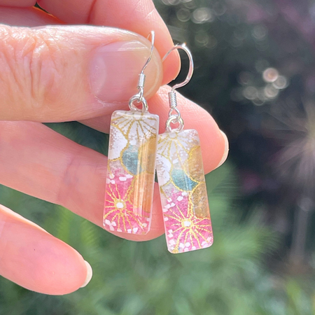 Pink Floral Earrings • Glow in these Handmade Earrings • One of A Kind