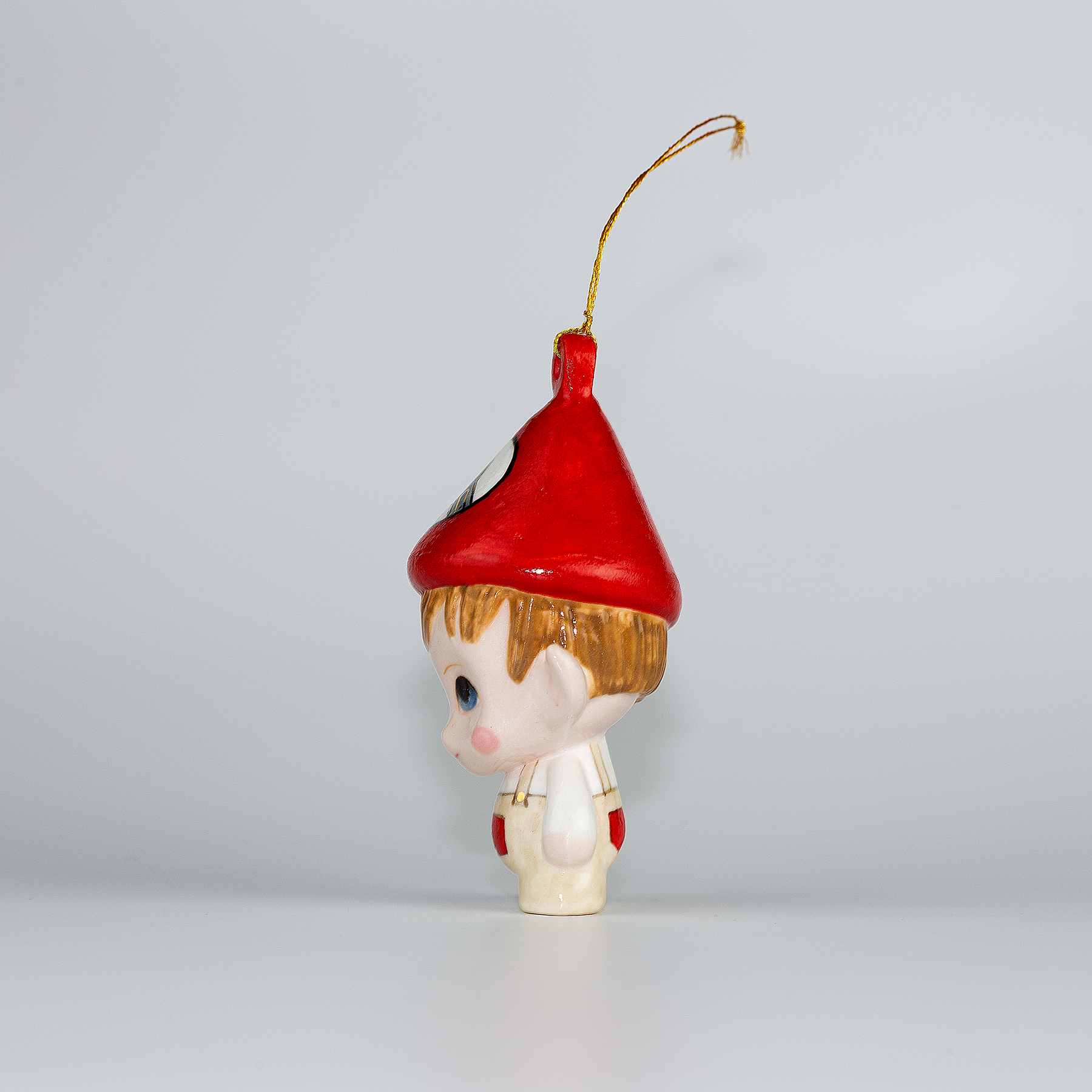 Handmade Porcelain Christmas ornament. One-of-a-kind. Henry, the Mechanical Engineer Elf.