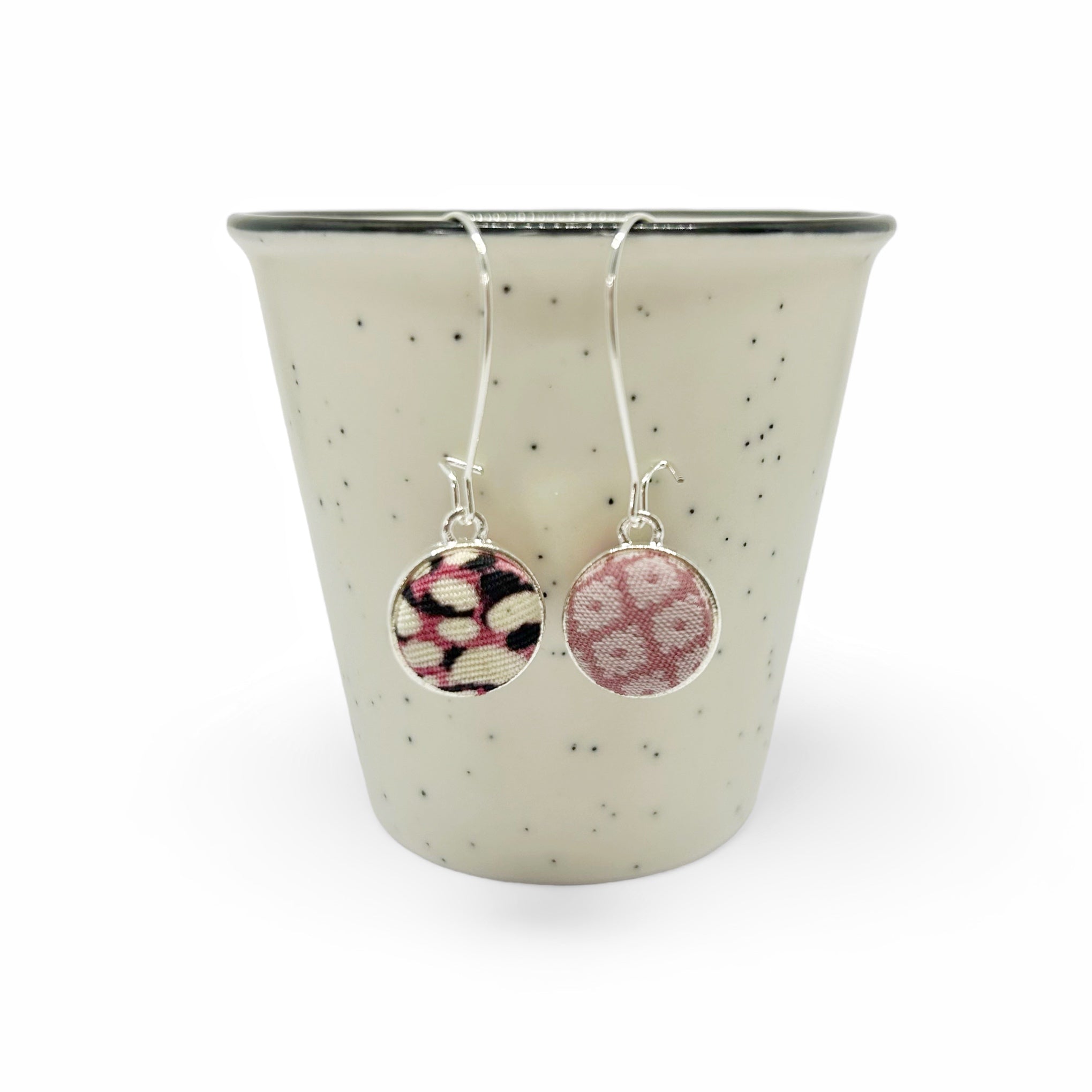 Double Sided Earrings, Pinks and Purple Dangle Earrings