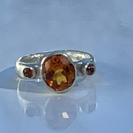 Padparadscha Sapphire with friends in 925 silver