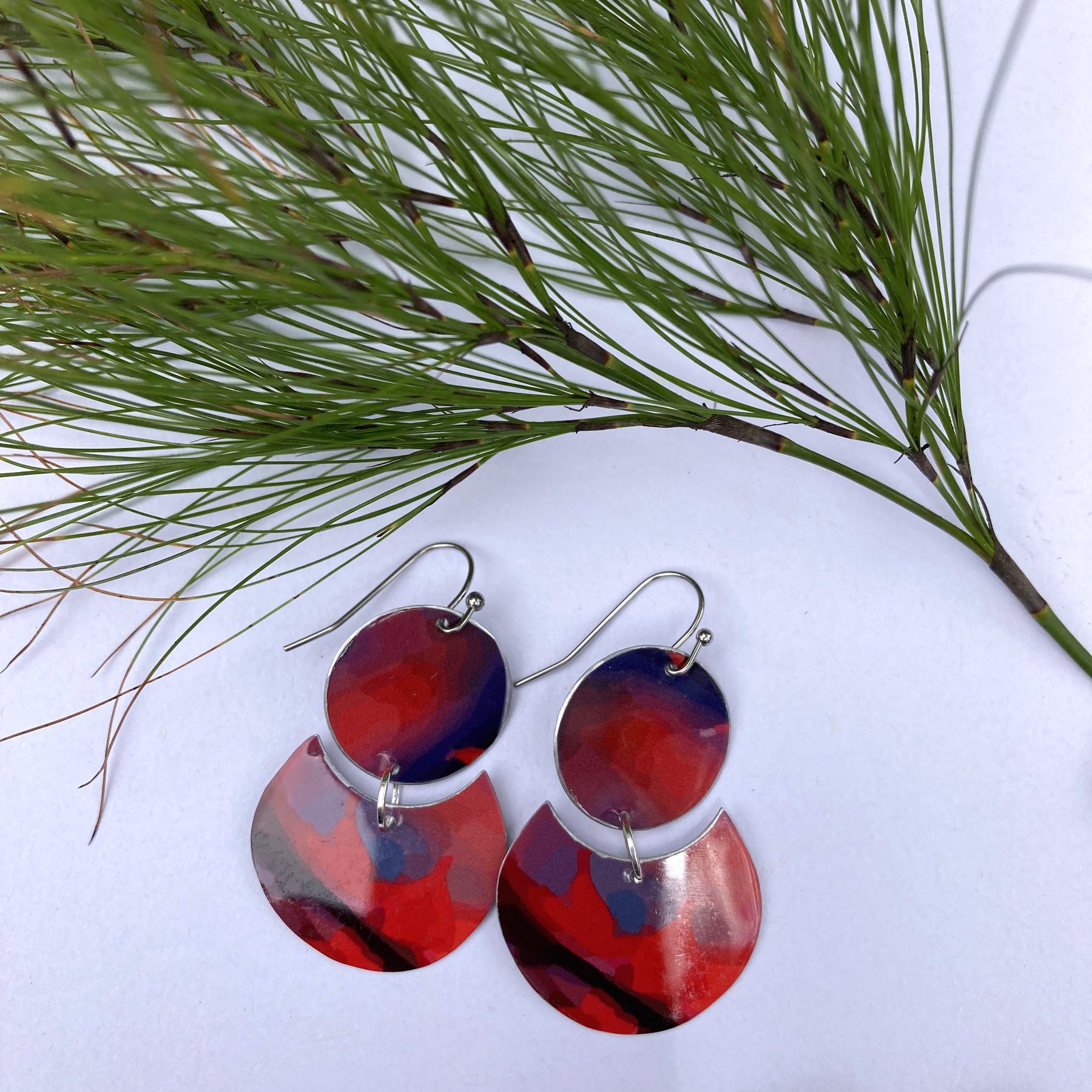 Aluminium sublimation printed earrings Crimson Cheer Collection