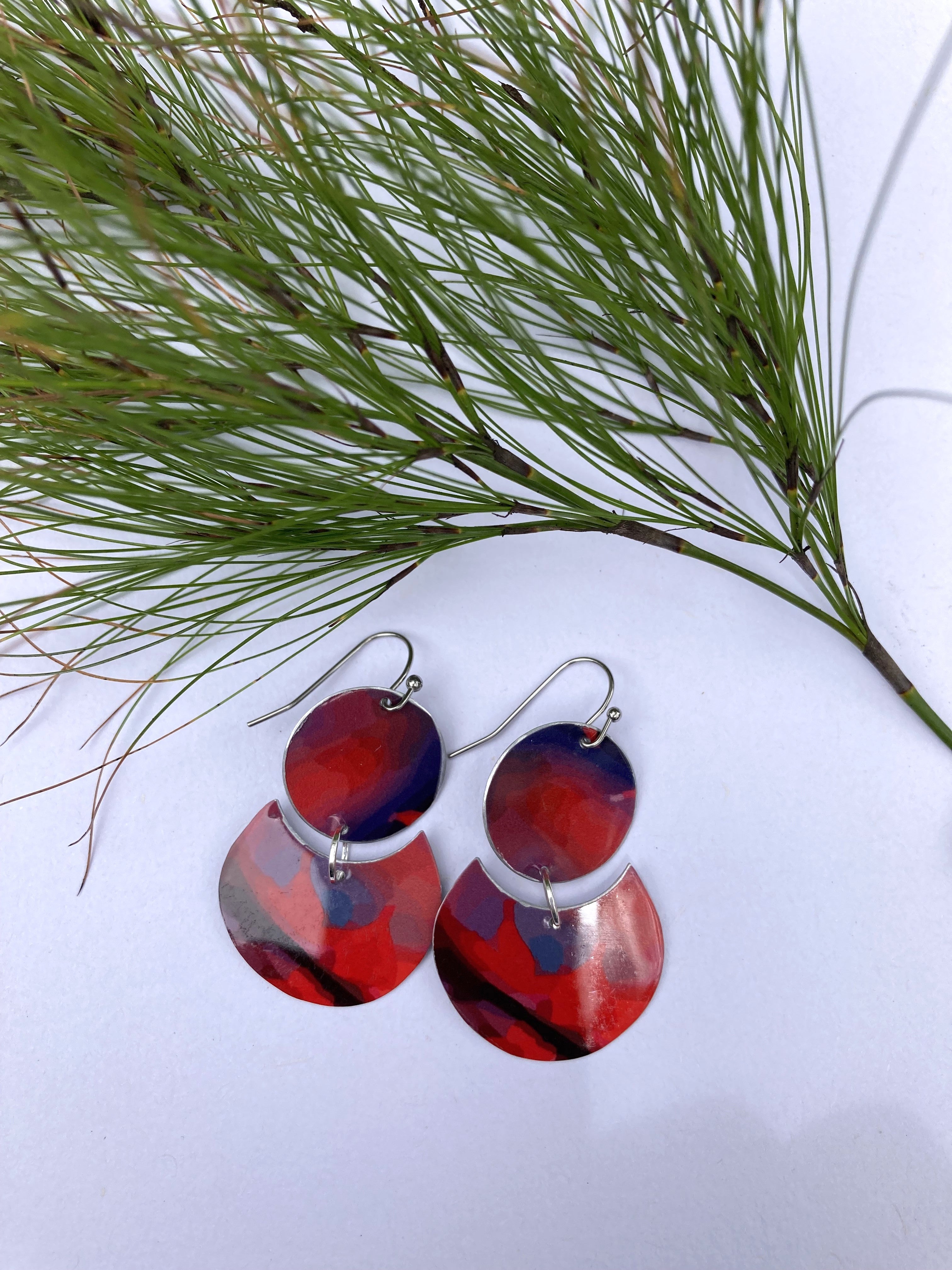 Aluminium sublimation printed earrings Crimson Cheer Collection