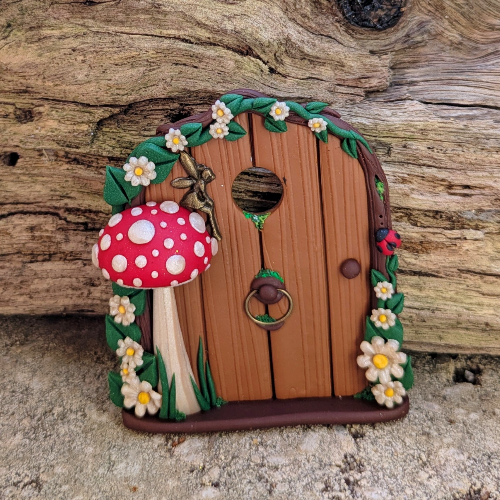 Mini Woodland Fairy Door with Red Mushroom