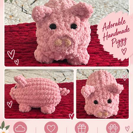 🐷 Handmade Knitted Poppy The  Pig – A Sweet and Cuddly Gift