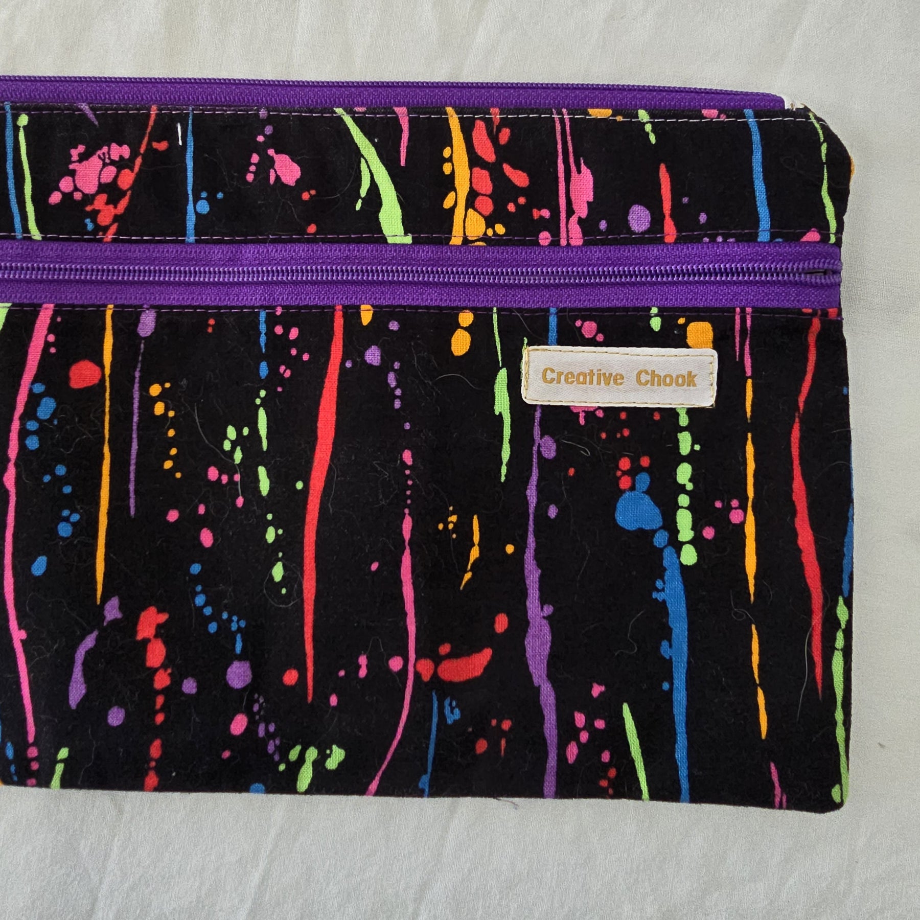 Splash Coloured Double Zippered Pencil Case