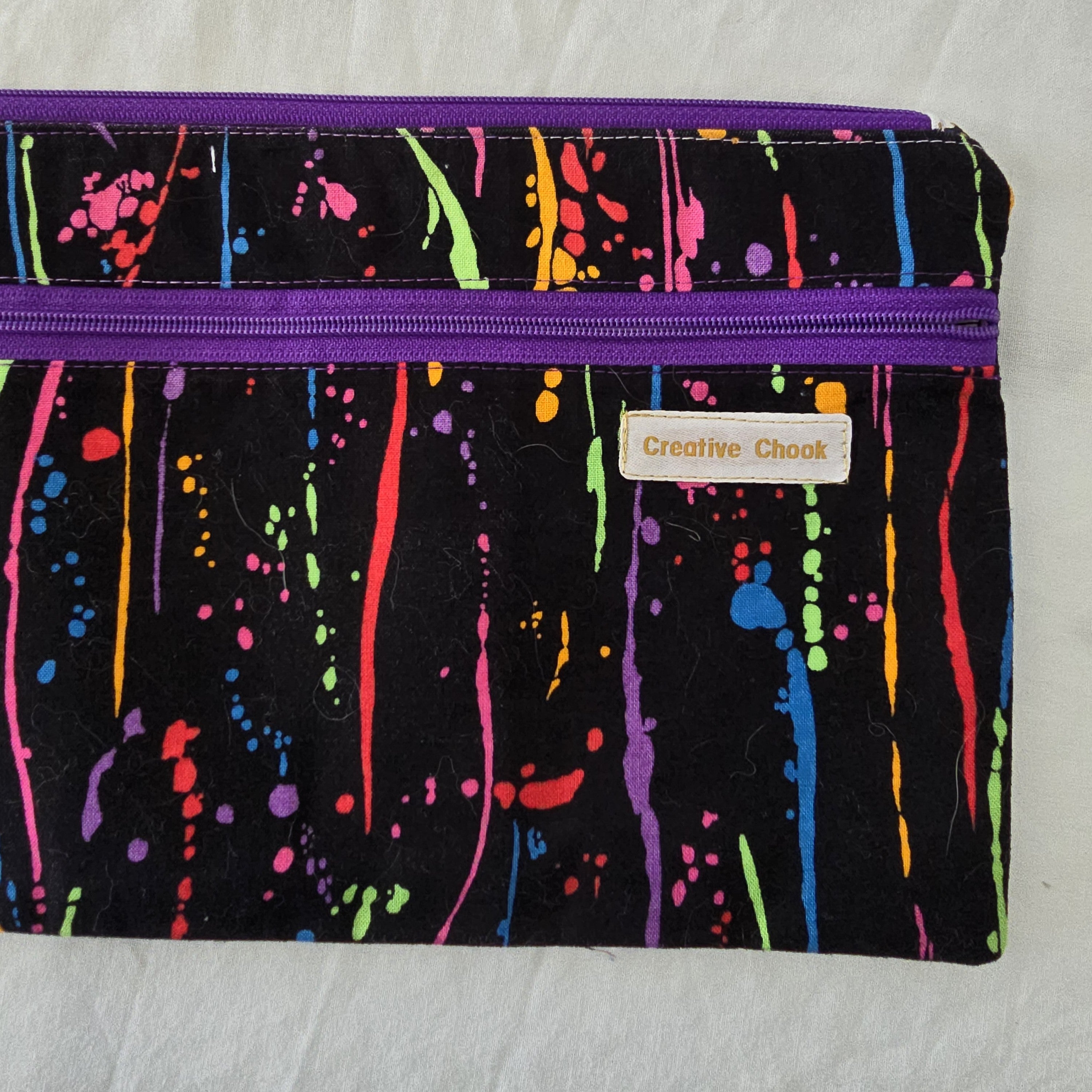 Splash Coloured Double Zippered Pencil Case