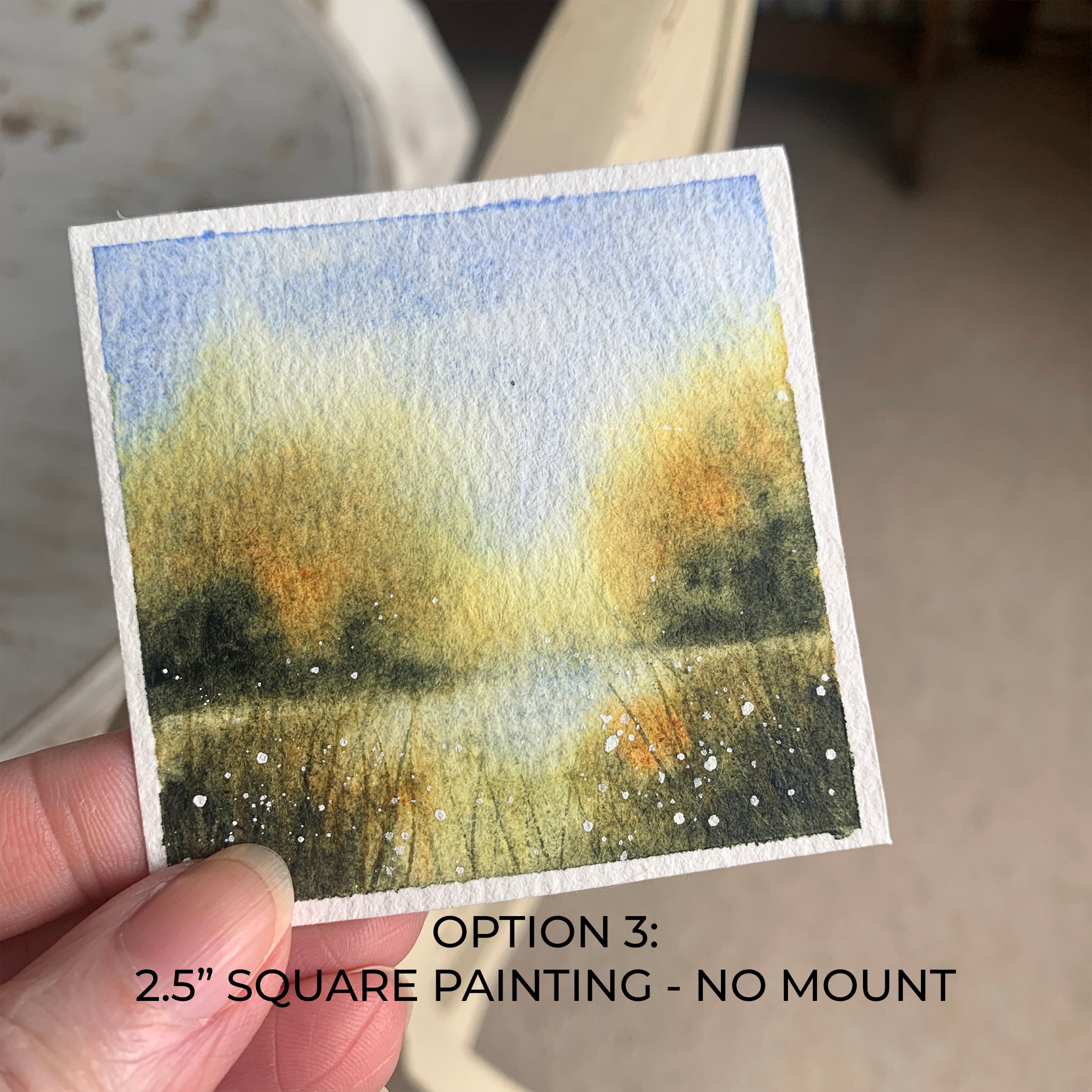 Autumn Landscape Hand-painted Watercolour Artwork - 2.5x2.5"