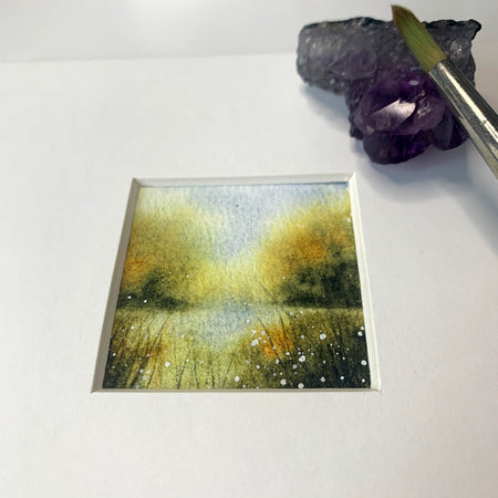 Autumn Landscape Hand-painted Watercolour Artwork - 2.5x2.5