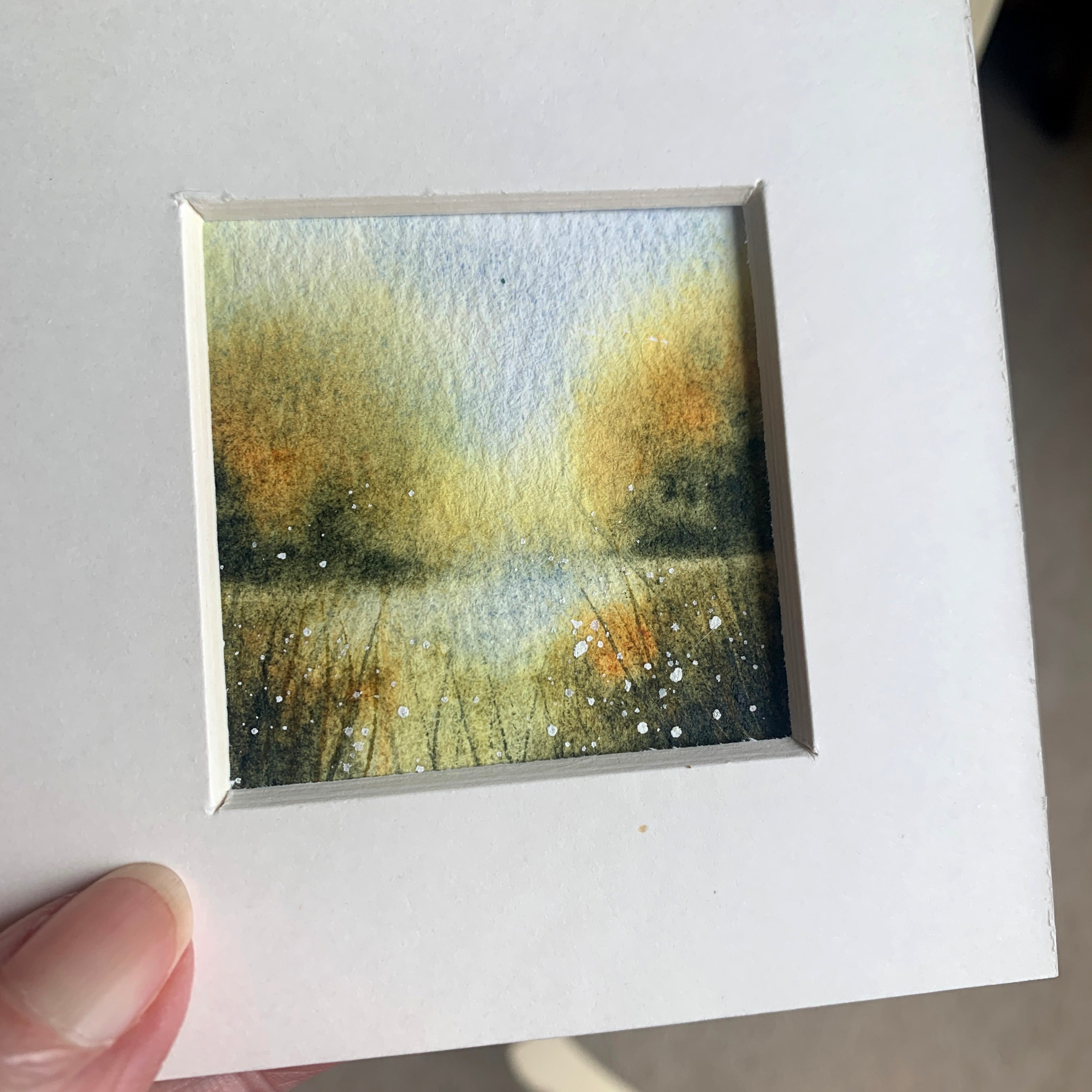 Autumn Landscape Hand-painted Watercolour Artwork - 2.5x2.5"