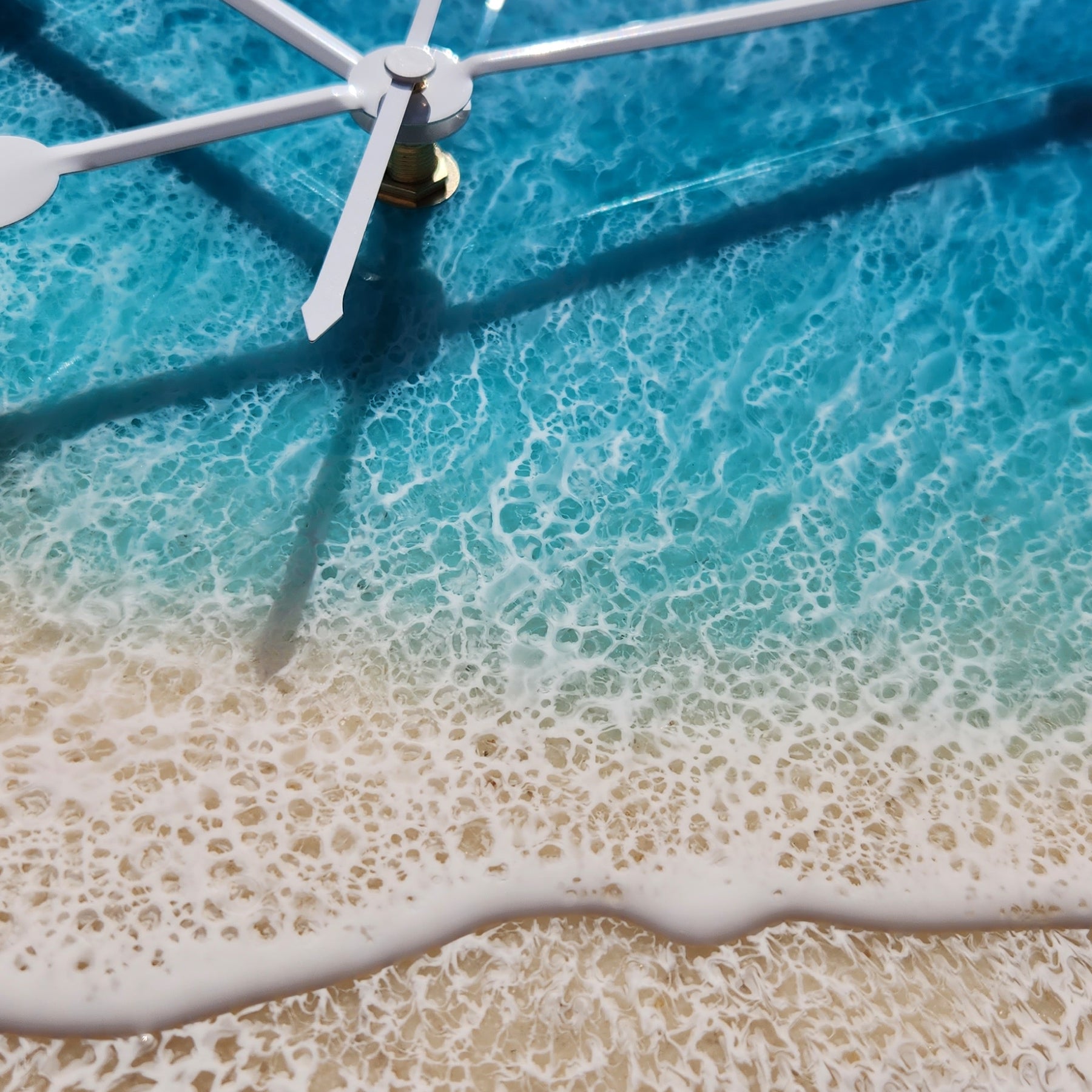 40 cm Beach Turquoise Resin Art Wall Clock