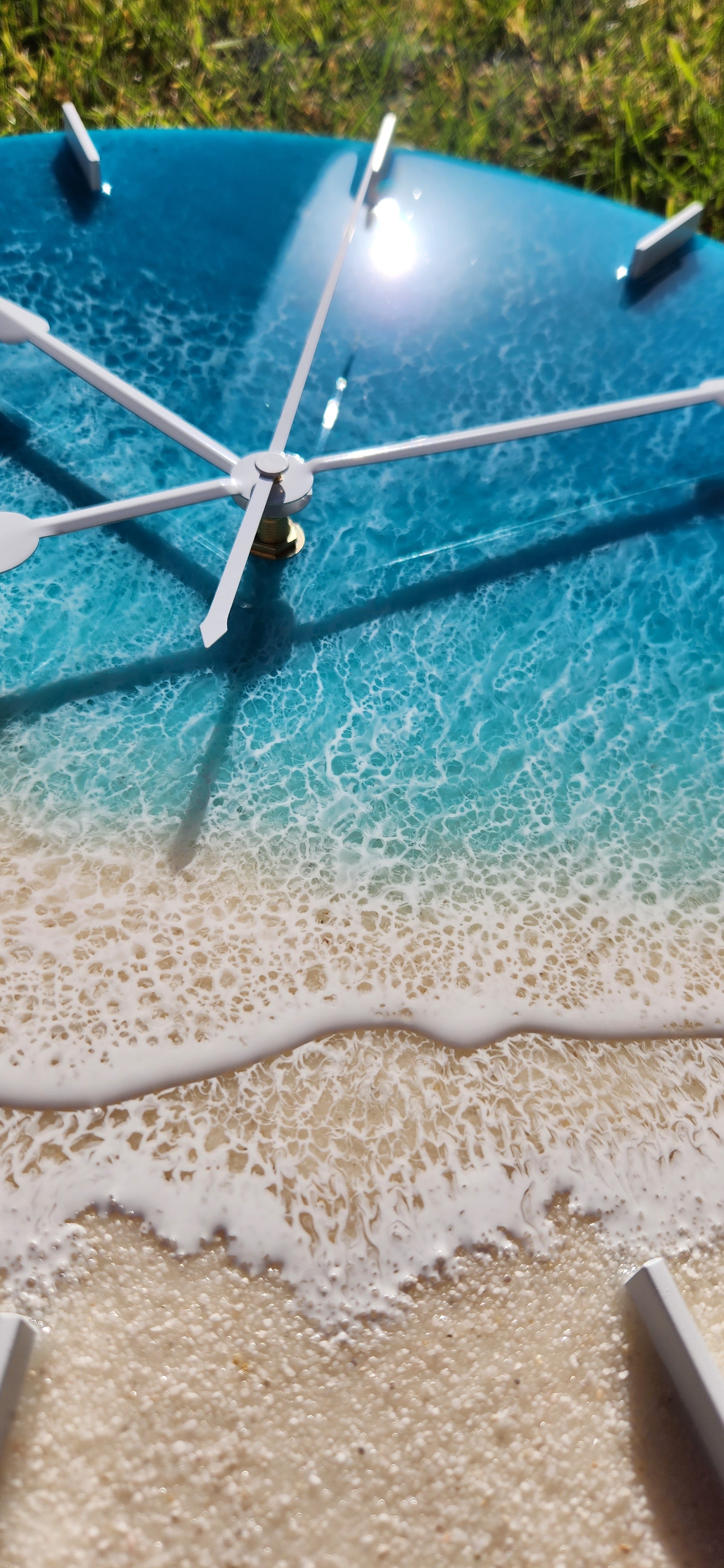 40 cm Beach Turquoise Resin Art Wall Clock