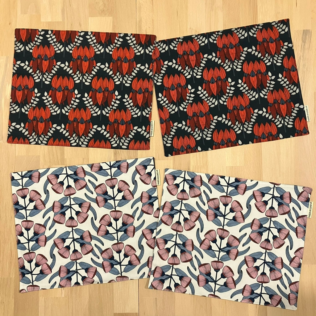 handmade Australian reversible - sturt's desert pea & gum flowers