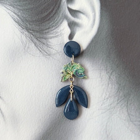 Blue and Green Paisley Drop Earrings
