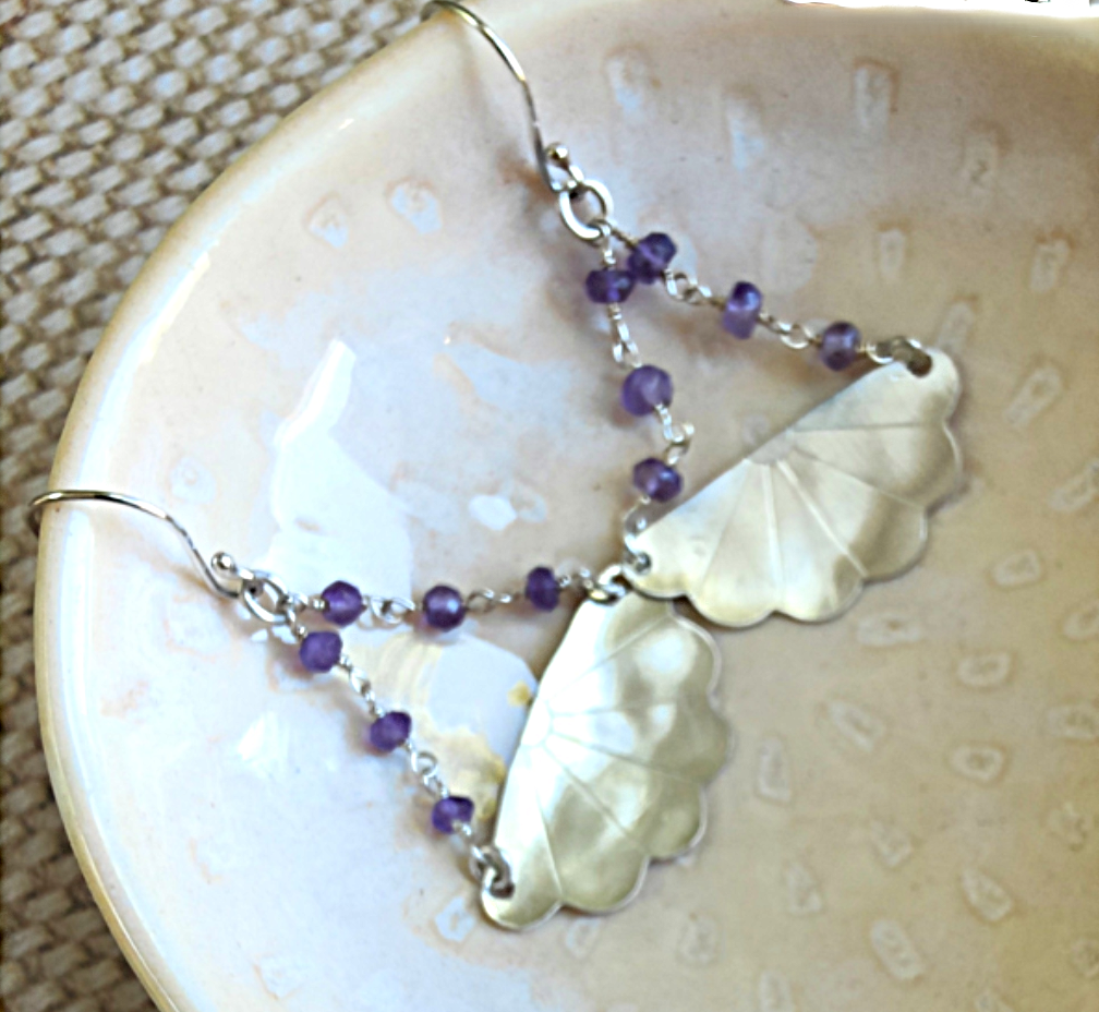 Japanese Iced Tea Spoon Earrings – Amethyst Edition