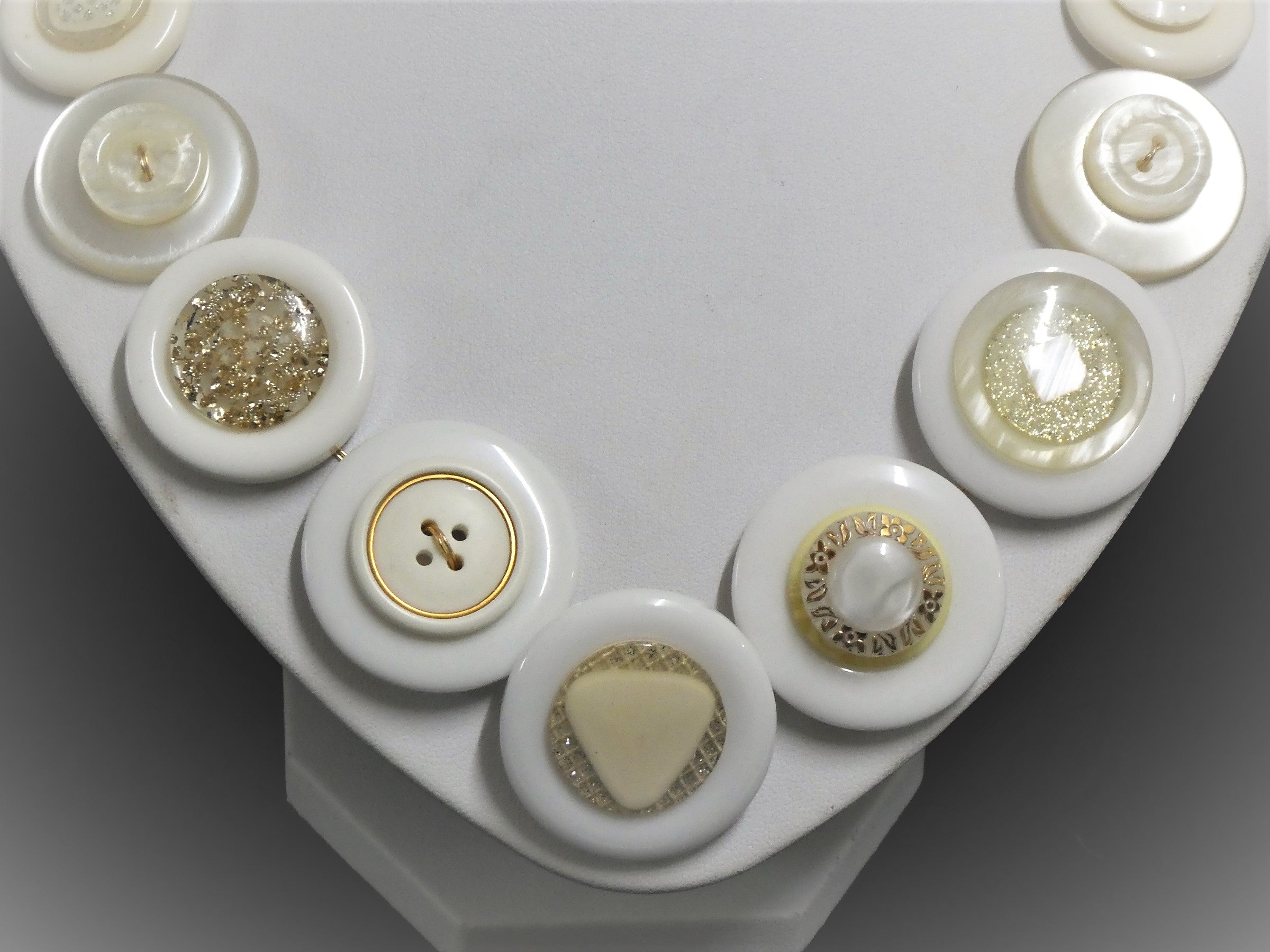 Button necklace - White Night