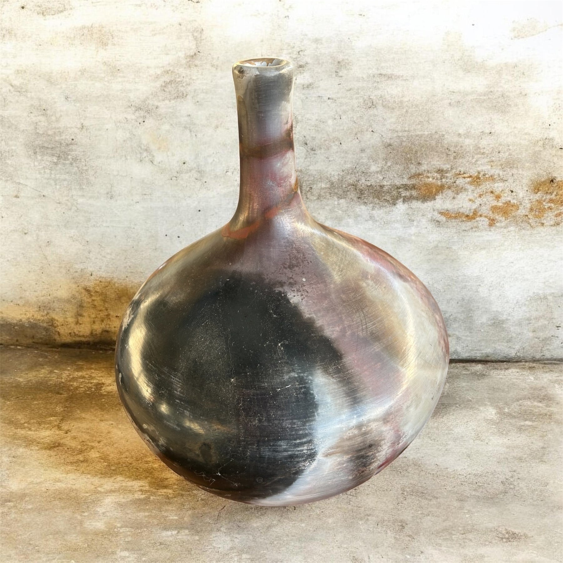 Pit fired ceramic vase